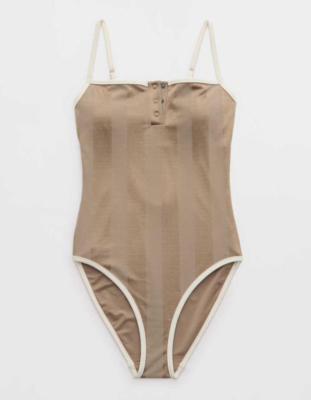 Aerie Shine Henley One Piece Swimsuit Men's Women's Jeans