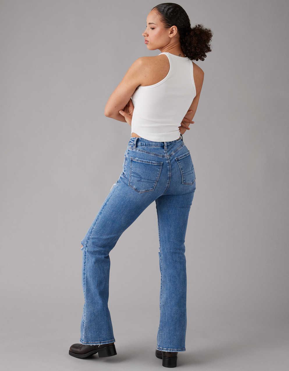 AE Next Level Curvy Ripped Super High-Waisted Flare Jean