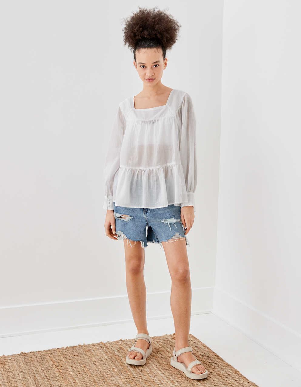 grey peasant blouse