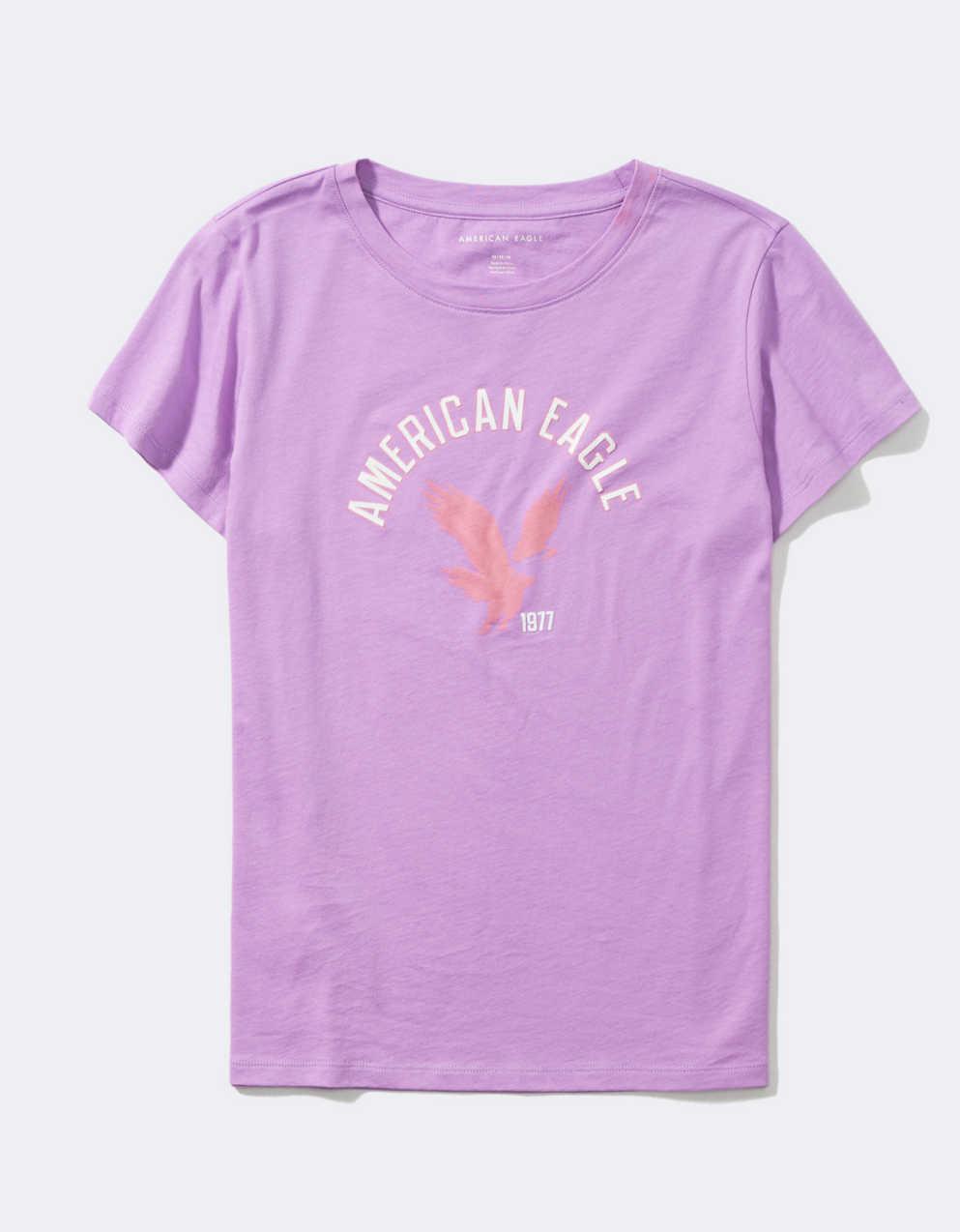 purple & white graphic tee