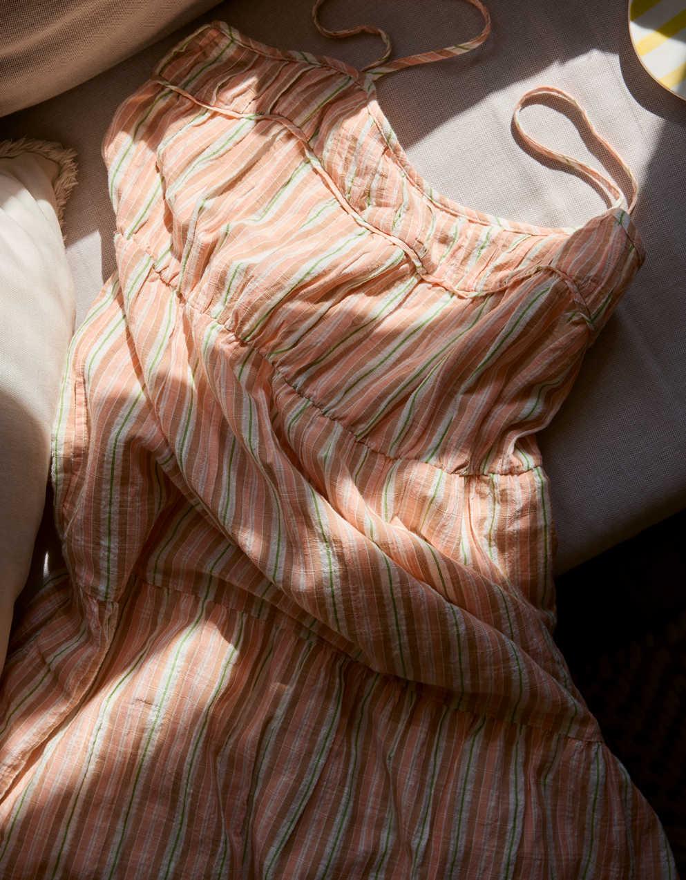 aerie green and white striped dress Ruffle It Up Midi Dress by free-est at Free People in Black, Size: M main image 1
