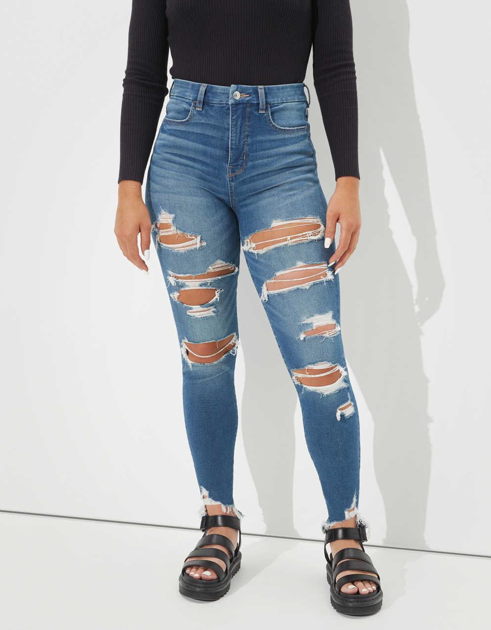 AE Dream Ripped Curvy Super High-Waisted Jegging | Men's \u0026 Women's Jeans,  Clothes \u0026 Accessories | American Eagle Australia