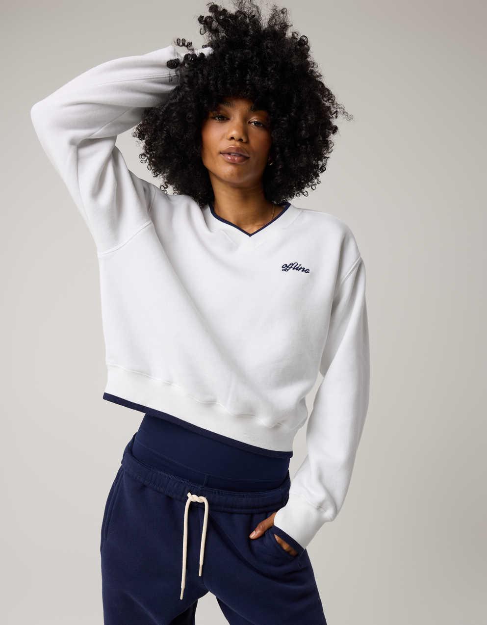 Airi OFFLINE By Aerie Cloud Fleece V-Neck Crew Sweatshirt | Men's