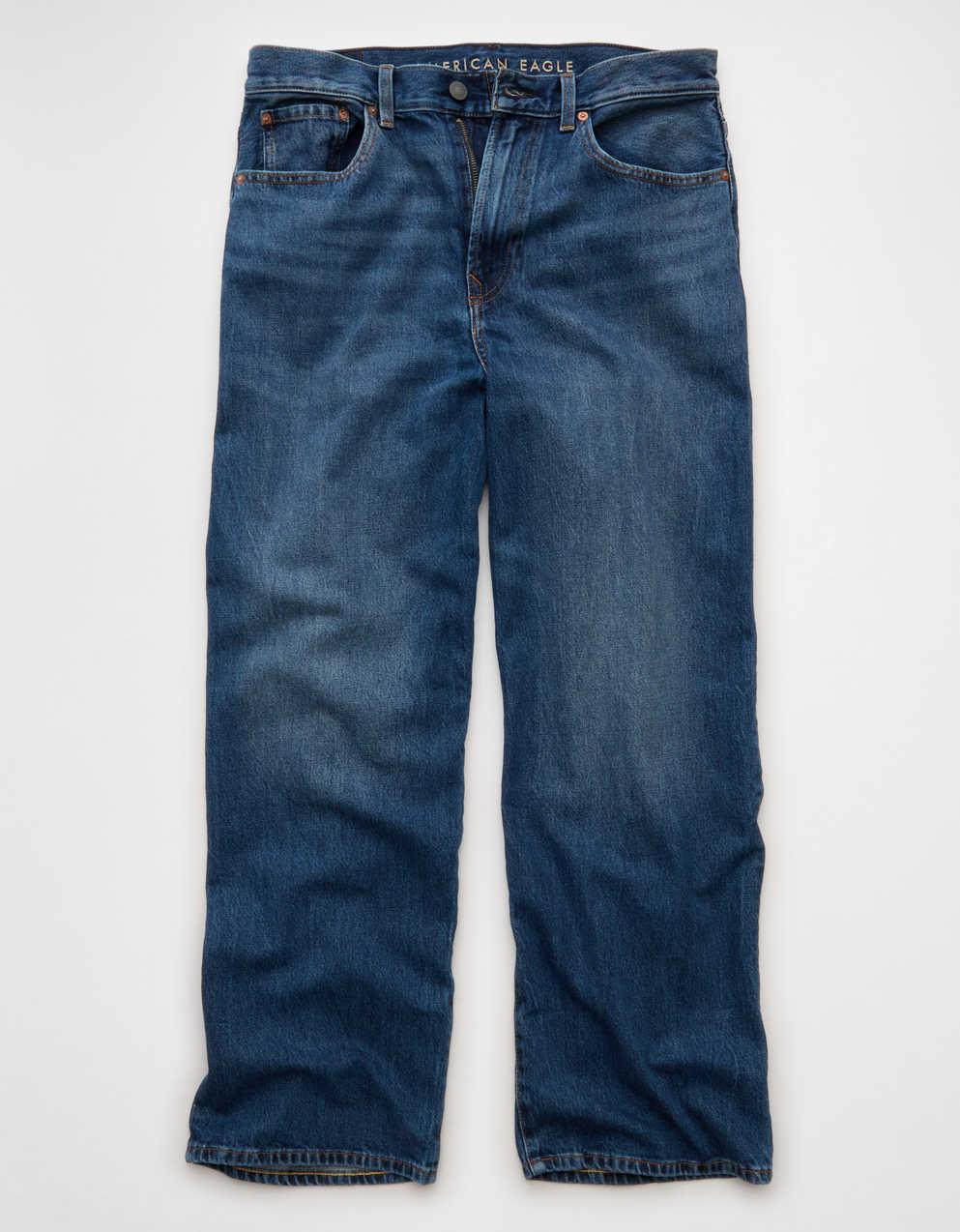 AMERICAN EAGLE スーパーハイライズバギーワイドレッグジーンズ AE スーパーハイウエスト バギージーンズ ワイドレッグ リップド