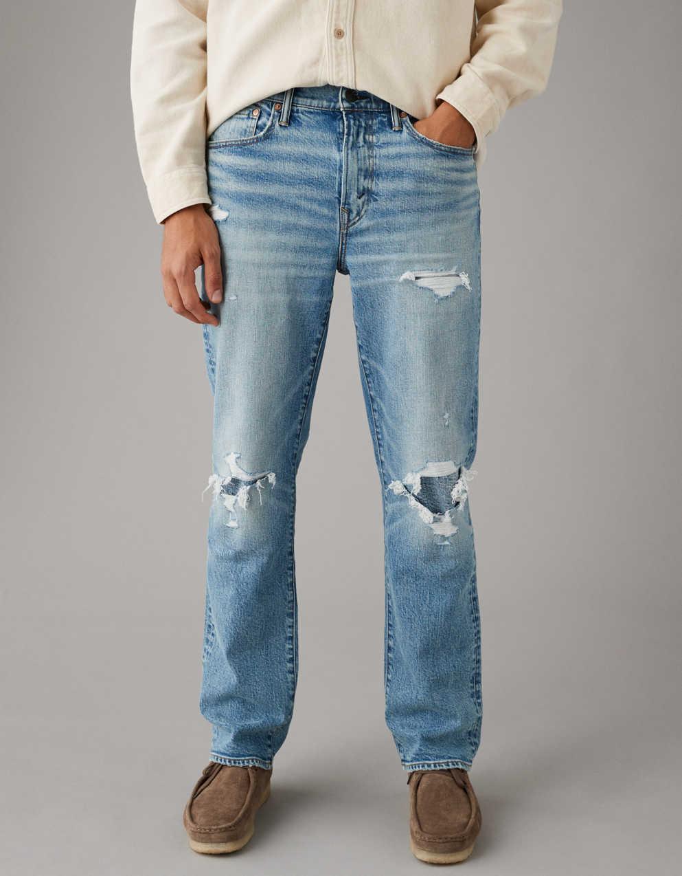 AE EasyFlex Patched Relaxed Straight Jean | Men's & Women's Jeans