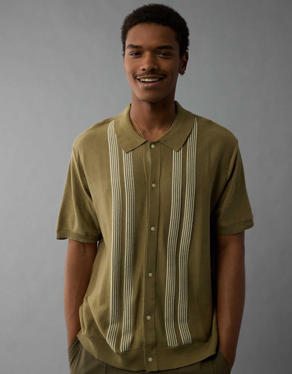 AE Weekend Button-Up Striped Sweater Polo Shirt | Men's & Women's Jeans, Clothes & Accessories | American Eagle Taiwan AE Weekend Button-Up Striped Sweater Polo Shirt | Men's & Women's Jeans, Clothes & Accessories | American Eagle Taiwan