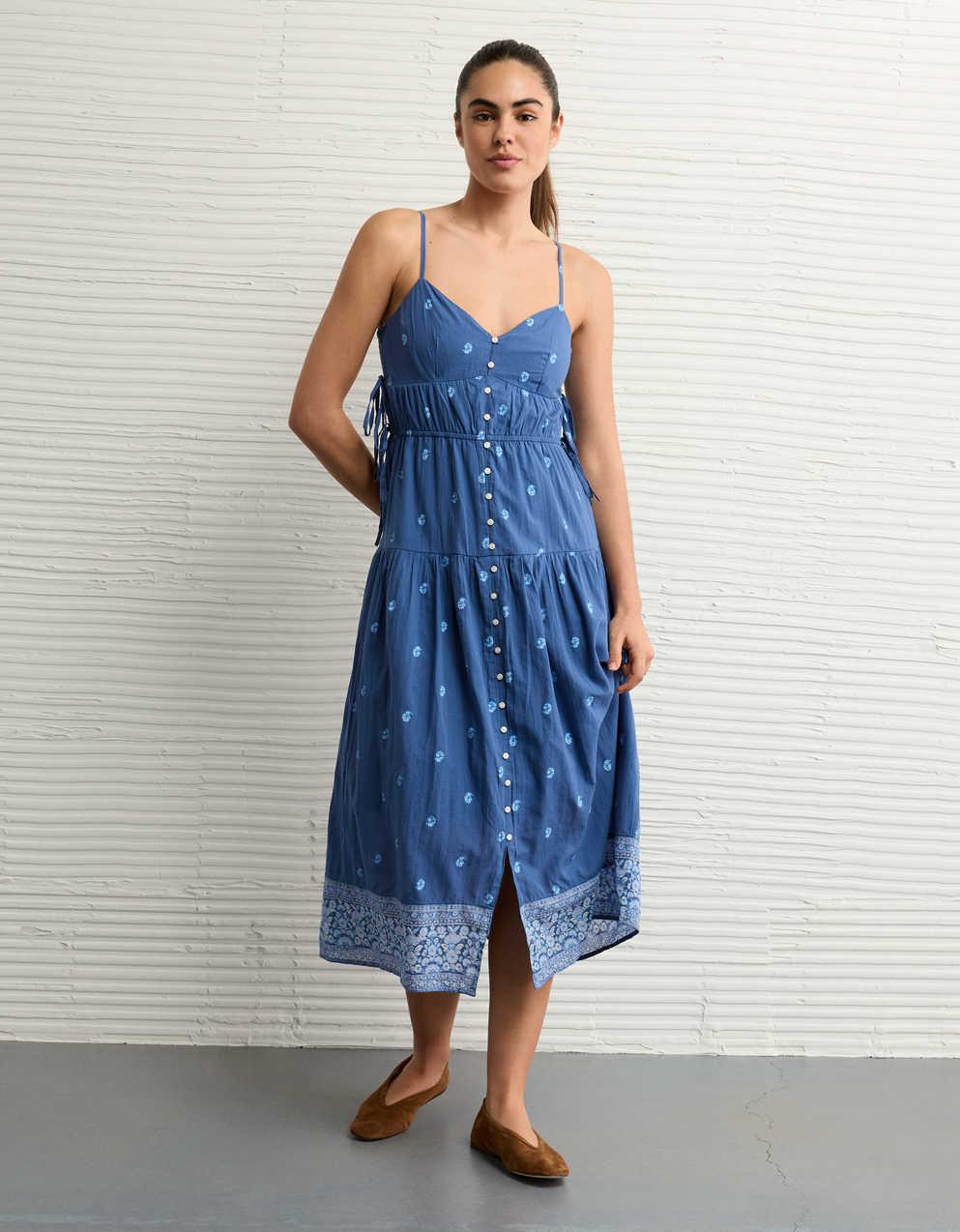 knee length dresses for ladies Rainer Denim Midi Dress | Mid Wash Blue main image 0