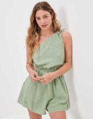 完売 新品タグ付✨AMERI  CURTAIN SHOULDER ROMPERS ACOA Belted Tube Twill Denim Romper for Women in White