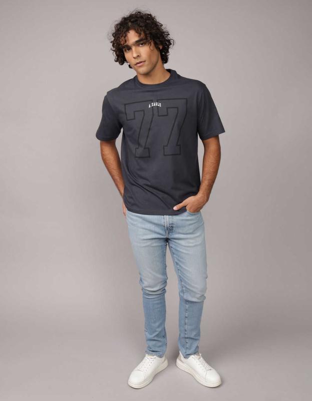 AMERICAN EAGLE 企業ロゴ アメリカ製 ブルー XXLサイズ メンズ 古着通販 XL☆古着 アメリカンイーグル American Eagle 長袖
