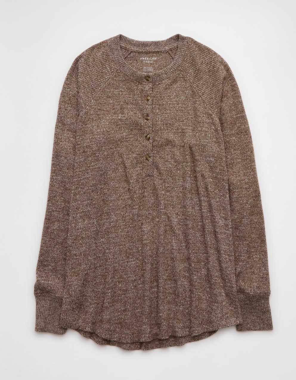 AE Plush Long Sleeve Henley T-Shirt | Men's & Women's Jeans