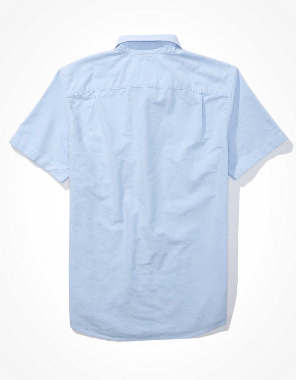 青い半袖ボタンアップシャツ AE 半袖エブリデイ オックスフォード ボタンアップ シャツ