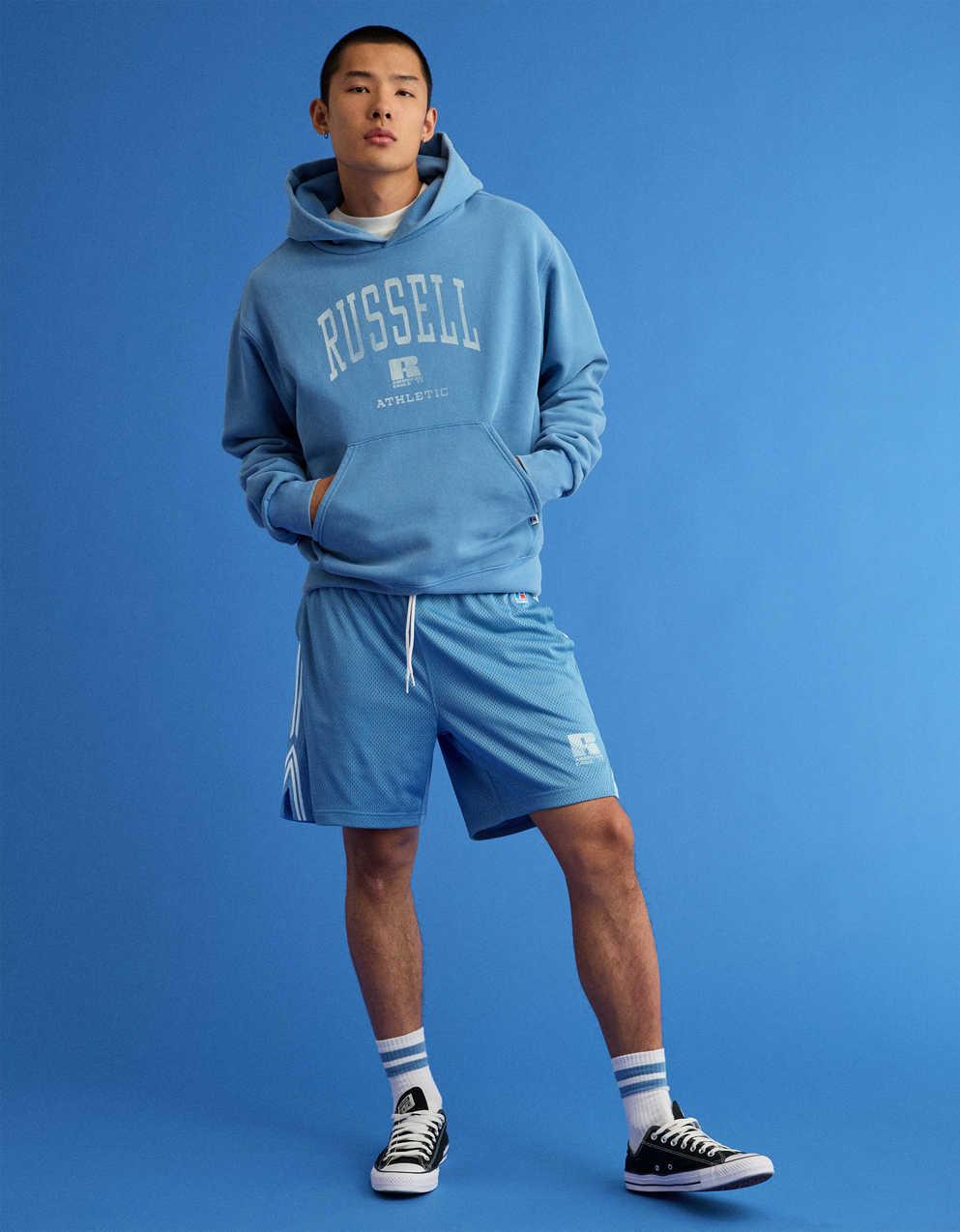 デカサイ ブルーブルー Russell Athletic パーカー M Russell Athletic/Dri-Power Pullover Hoodie（ラッセル スウェット