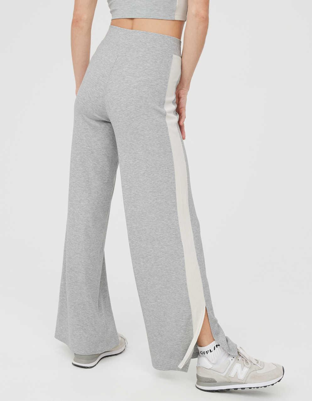 OFFLINE By Aerie Thumbs Up Heavyweight Ribbed Wide Leg Pant | Men's \u0026  Women's Jeans, Clothes \u0026 Accessories | American Eagle Taiwan