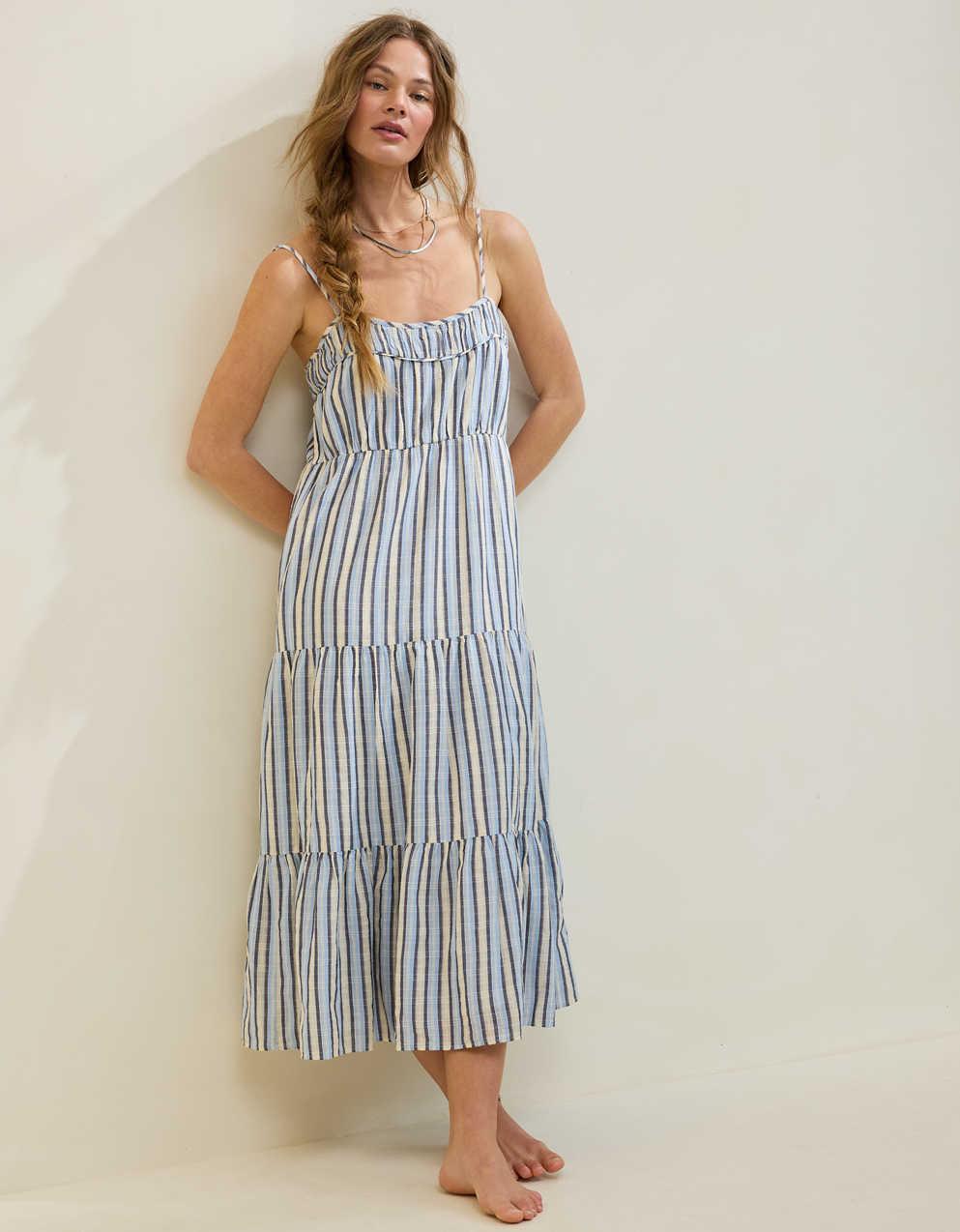 Aerie Striped Tiered Maxi Dress | Men's & Women's Jeans, Clothes &  Accessories | American Eagle Taiwan