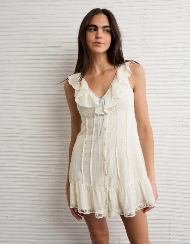 AE Tie-Front Lace Inset Mini Dress | Men's & Women's Jeans, Clothes &  Accessories | American Eagle Korea