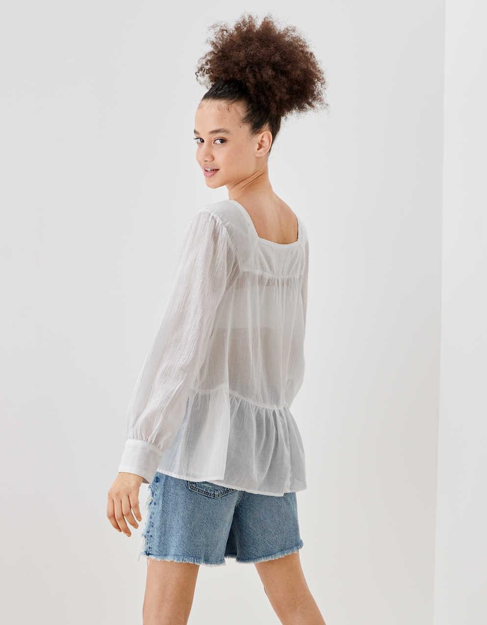 square neck peasant top