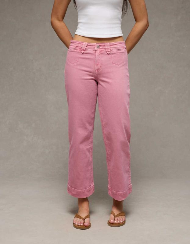 ご購入者様決定[American Eagle]タイトストレート パンツ ピンク 小柄さんOK レディース | メンズ・レディース ジーンズ、アパレル、アクセサリー
