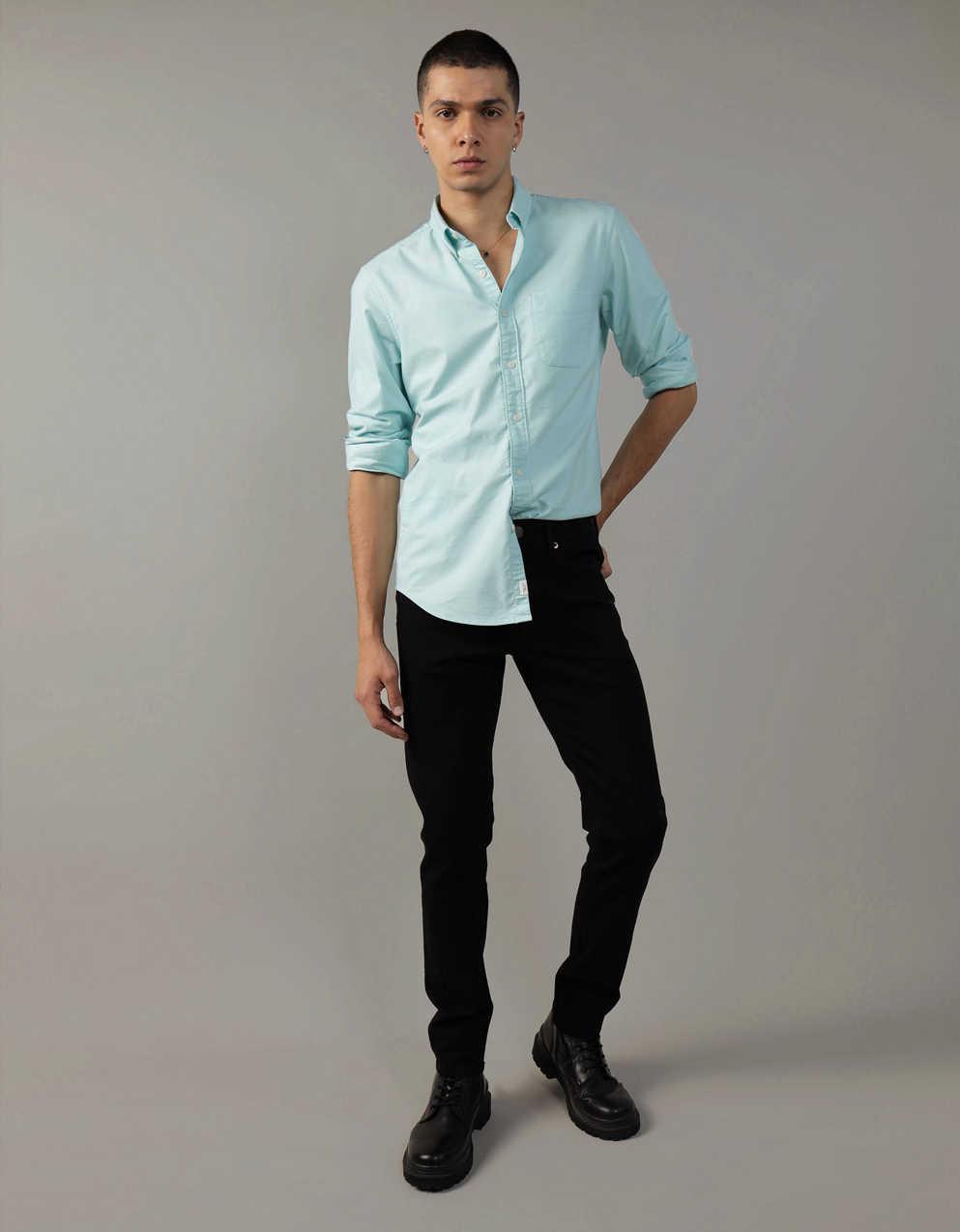 AMERICAN EAGLE OUTFITTERS スリムフィットシャツ AE スリム フィット Flex オックスフォード ボタンアップ シャツ