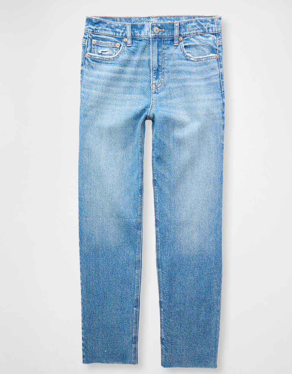 AE ストレッチ スーパーハイウエスト アンクル ストレートジーンズ