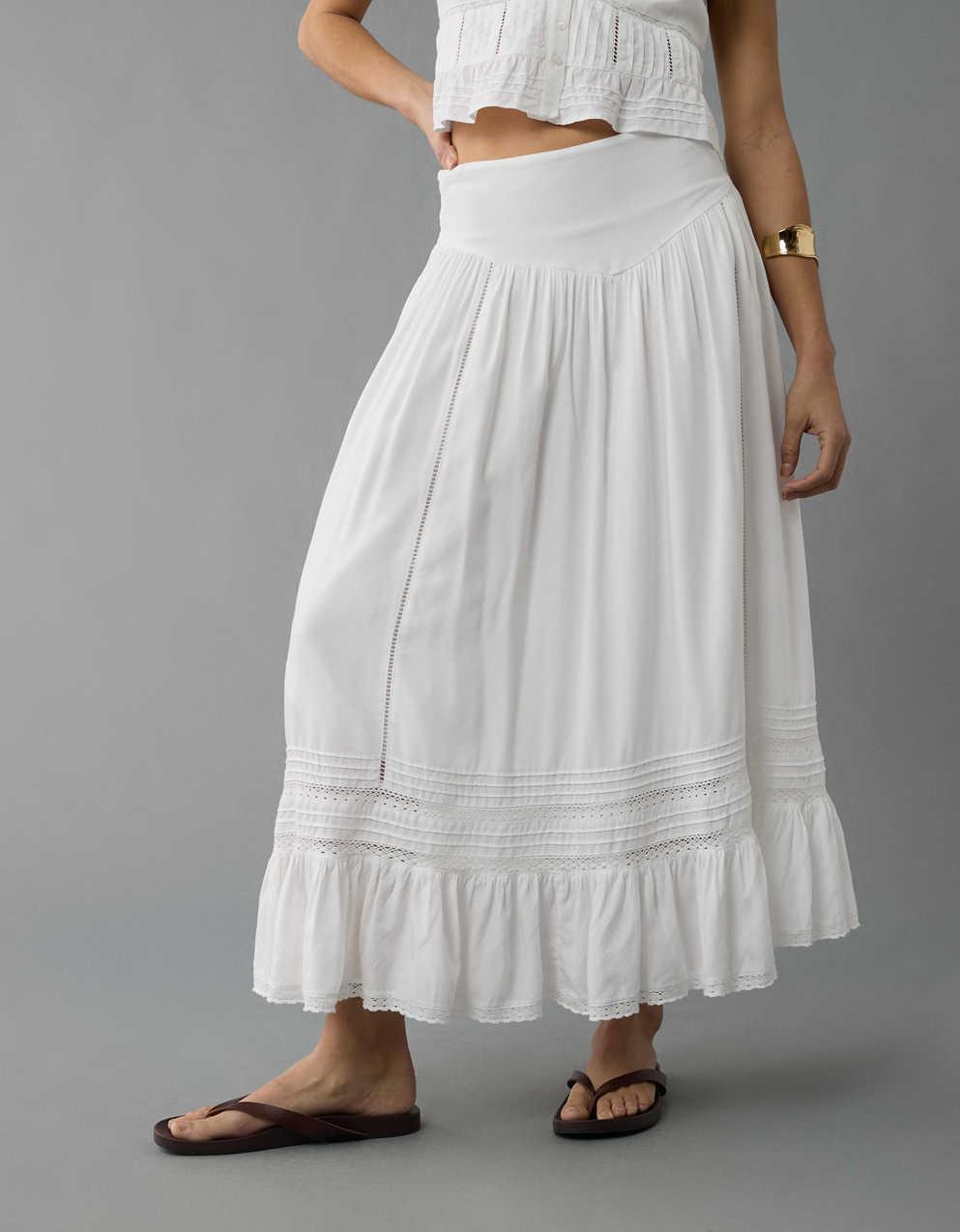 AE High-Waisted Ruffle Maxi Skirt | Men's & Women's Jeans