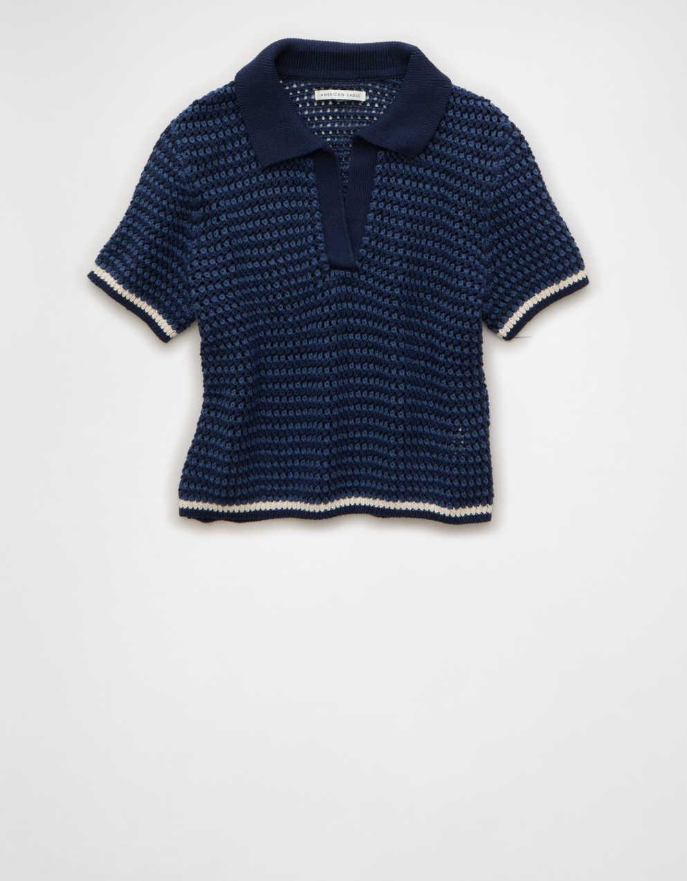 トップス Double-Face Crochet Collar Knit Polo Crochet Johnny Collar Polo – Chez Rien