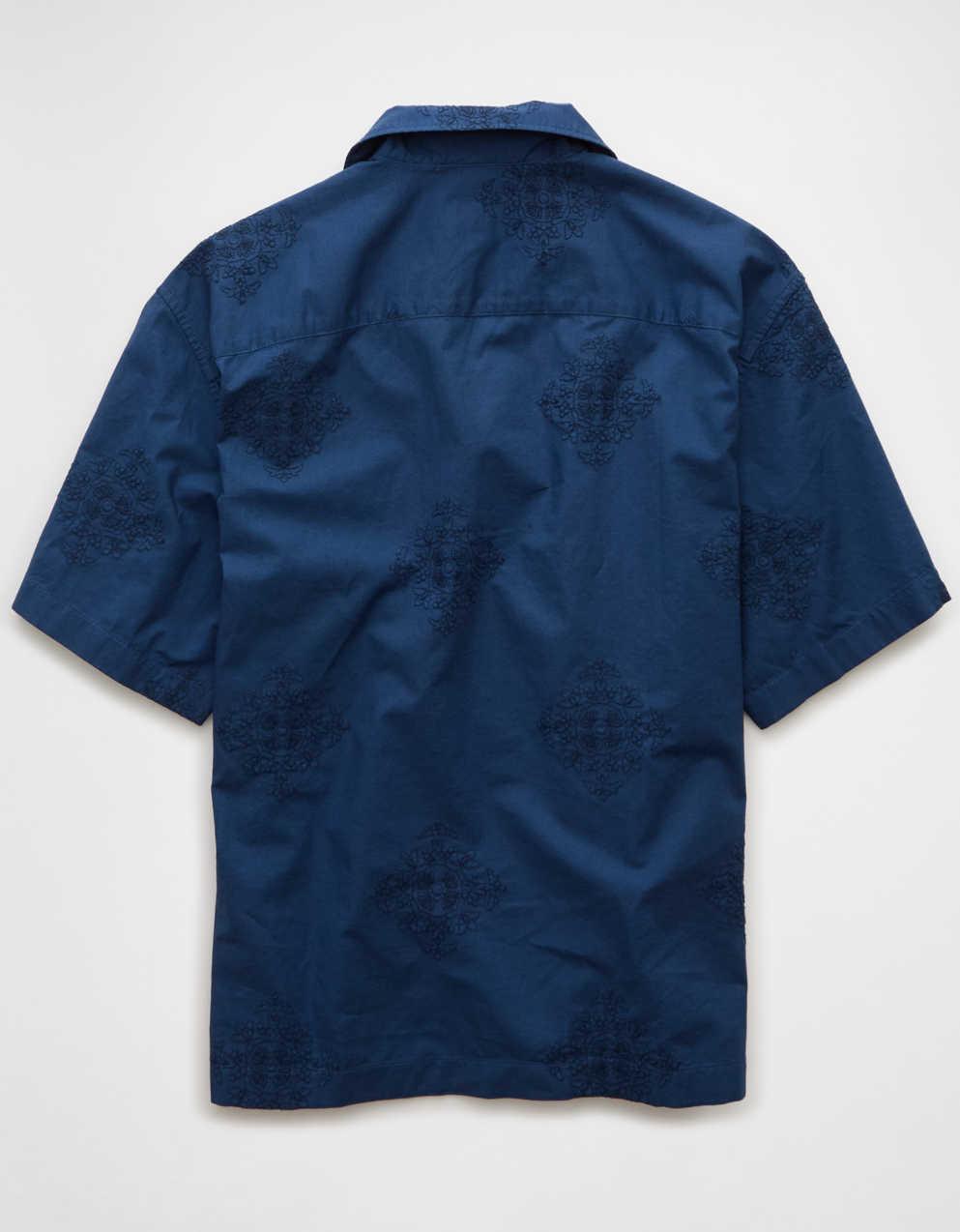 AE Poolside Linen-Blend Printed Button-Up Shirt | Men's & Women's