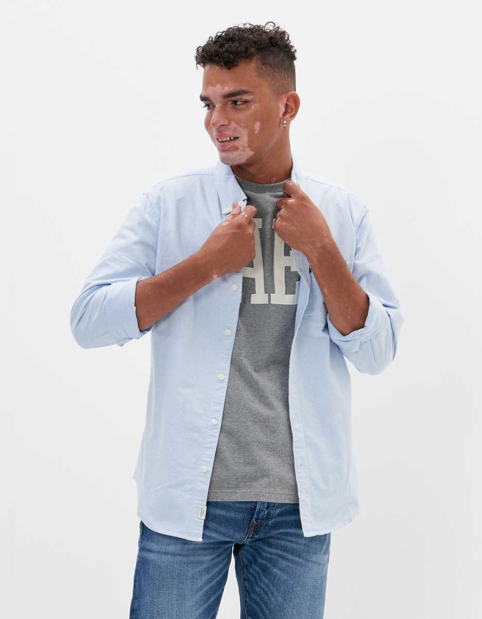 AE スリムフィット・ソリッド・オックスフォード・ボタンアップ