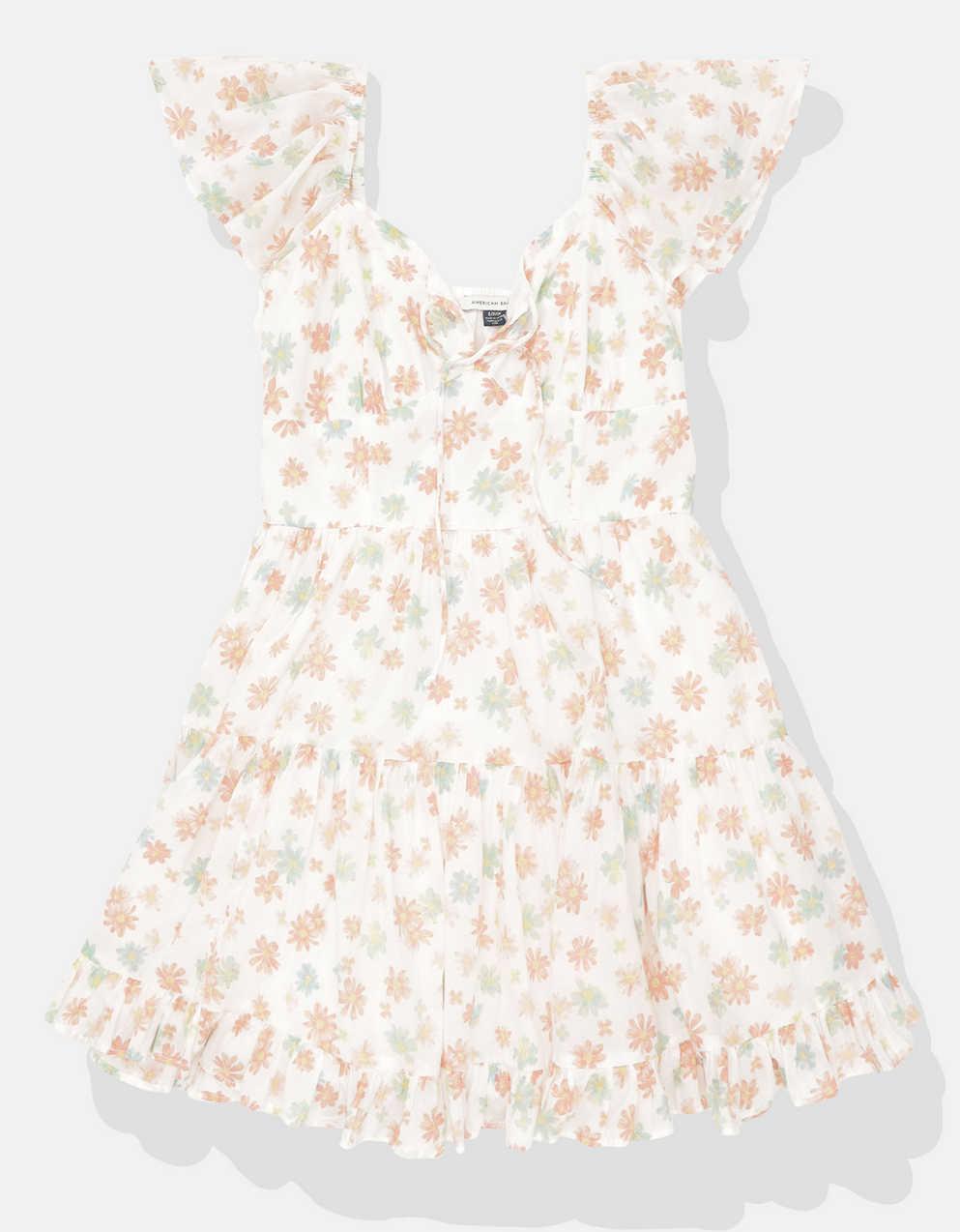 AE Flutter Sleeve Floral Babydoll Mini Dress | Men's