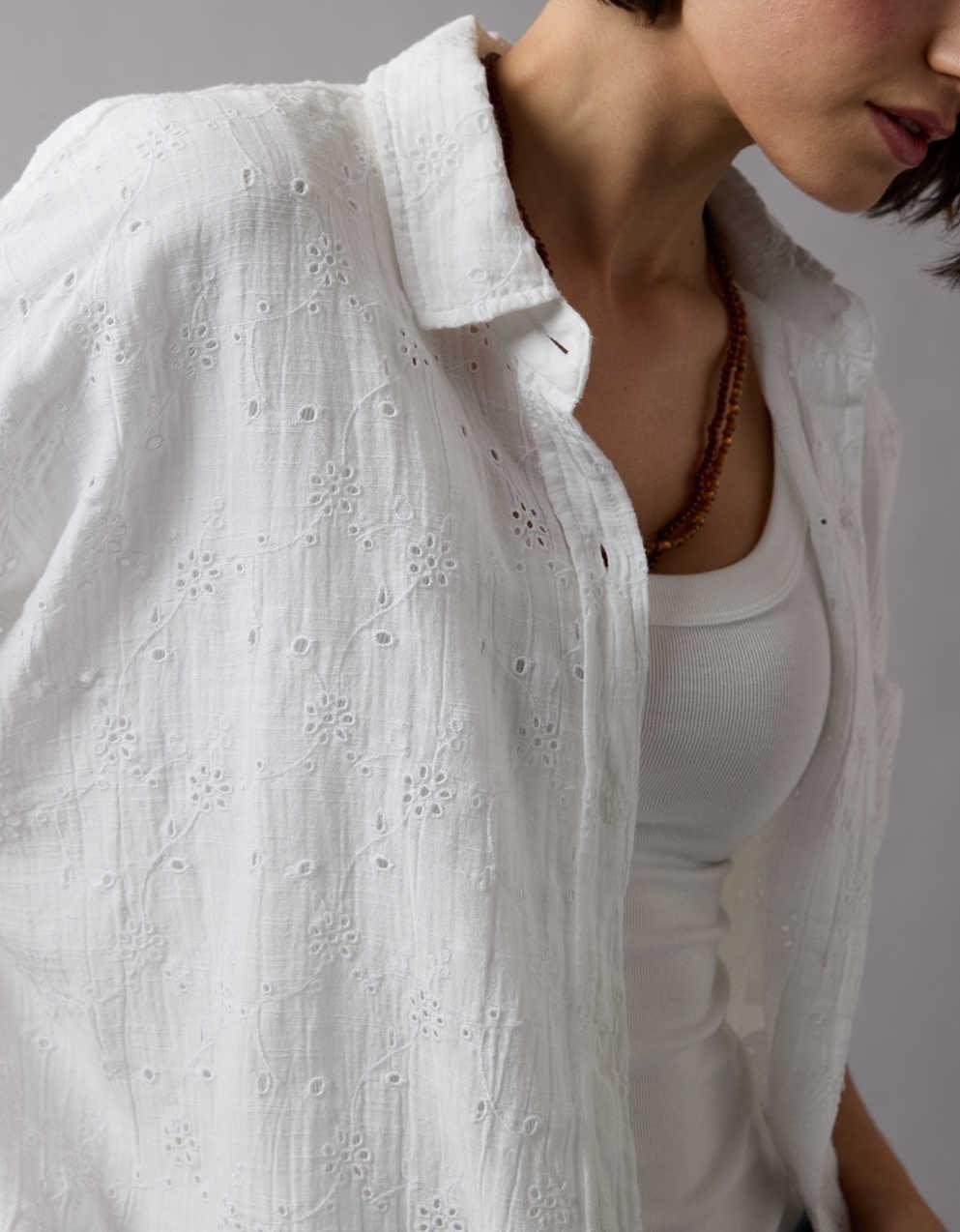 AE Go Big Oversized Eyelet Embroidered Shirt | Men's & Women's