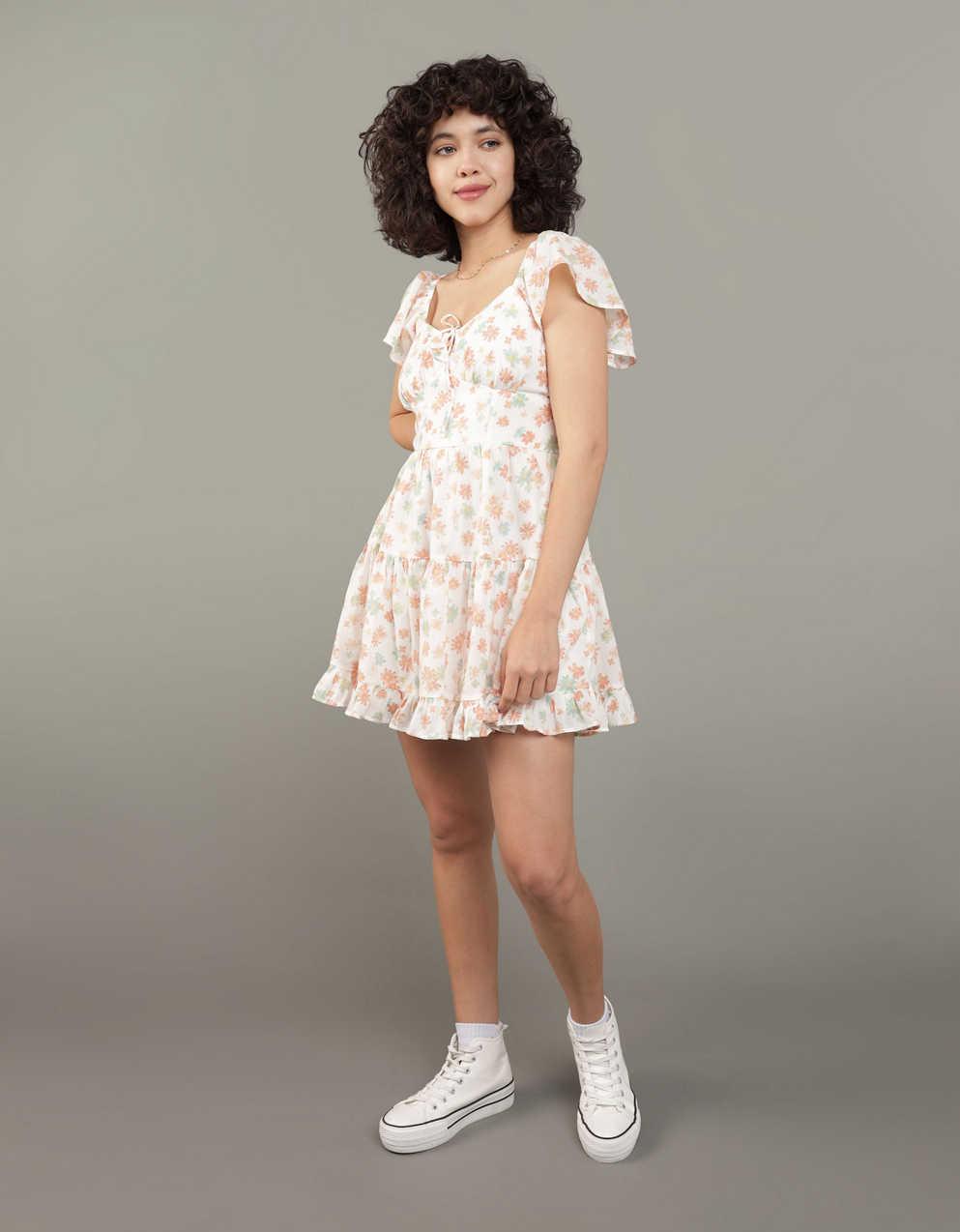 ワンピース overdue flair BABYDOLL MINI DRESS AE Flutter Sleeve Floral Babydoll Mini Dress | Men's