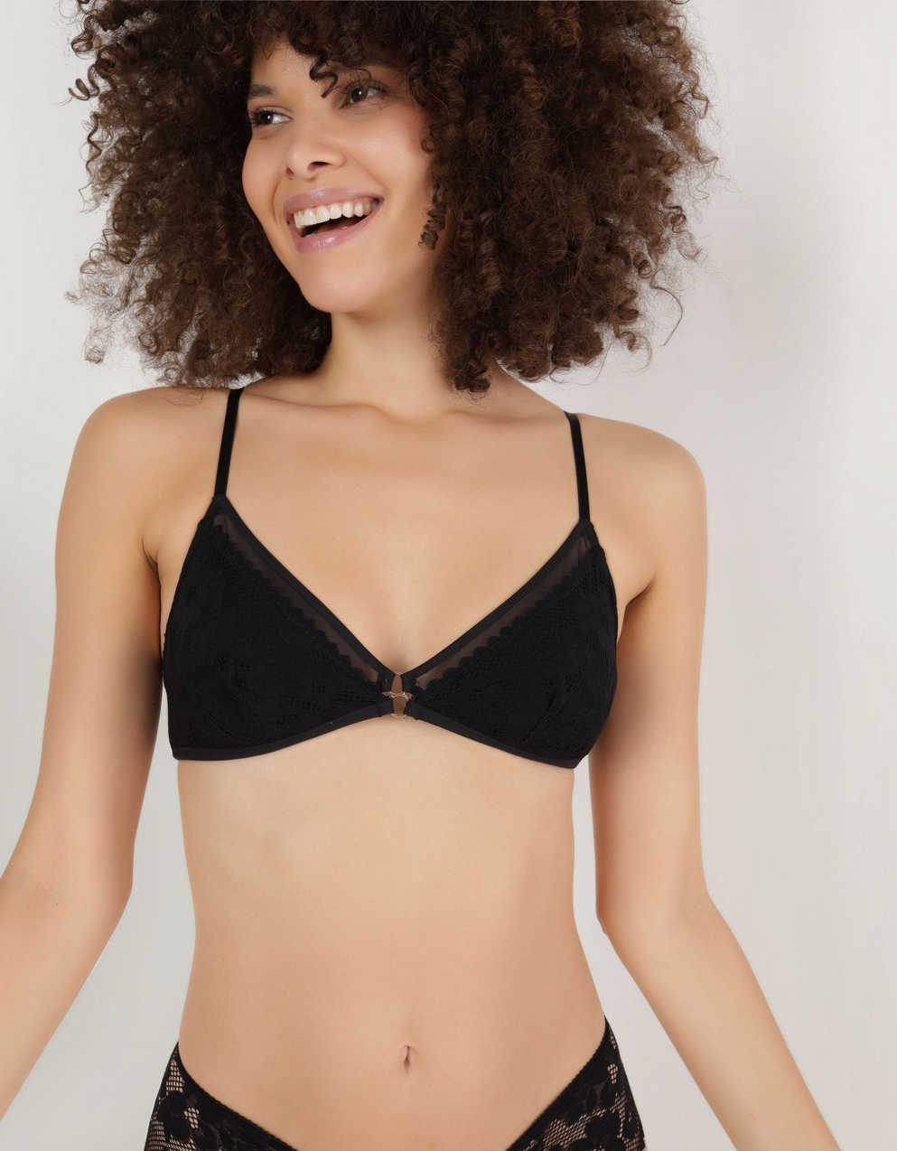 black lace triangle bralette