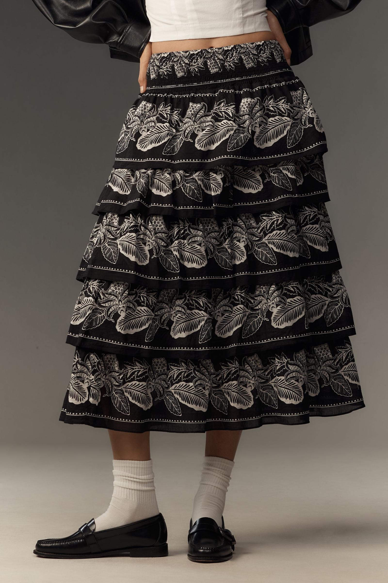 【Anthropologie】Banjanan・リリー・ティアードミディスカート Banjanan Lily Tiered Midi Skirt | Anthropologie Korea