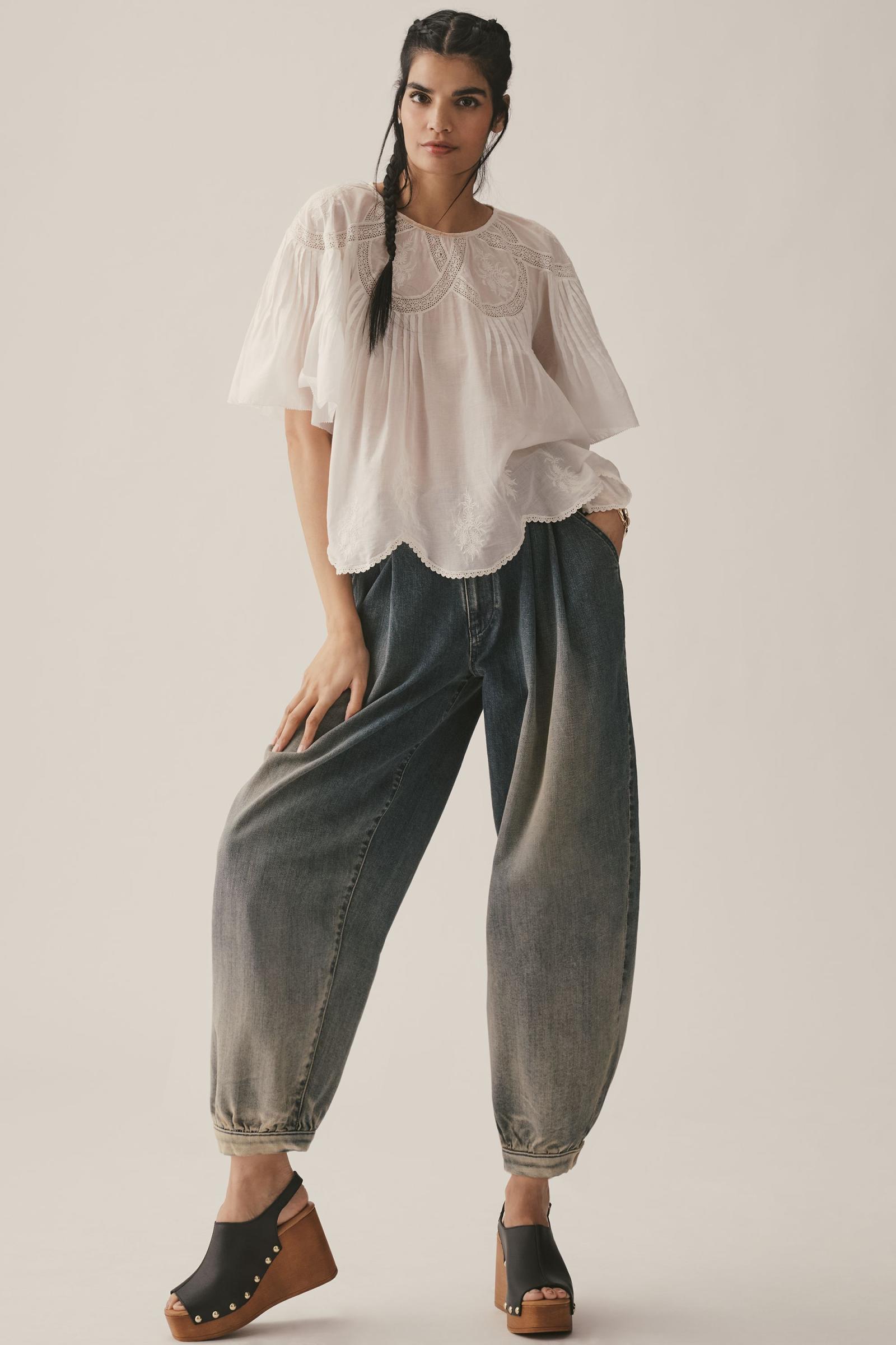Pilcro Pleated High-Rise Balloon-Leg Jeans | Anthropologie