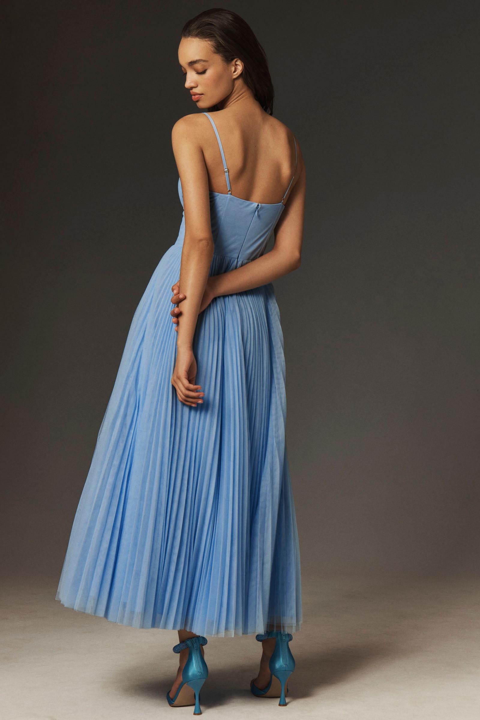 コルセット プリーツ チュールフレア ミディドレス by Hutch Hutch Amara Corset Pleated Tulle Fit & Flare Midi Dress