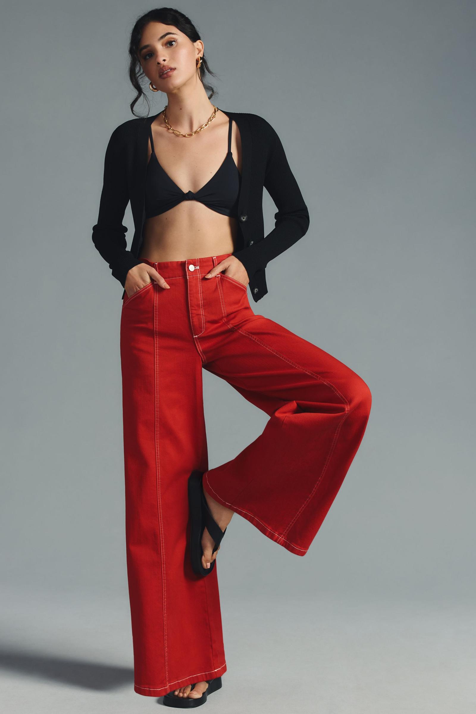 Maeve Seamed High-Rise Wide-Leg Jeans | Anthropologie Japan