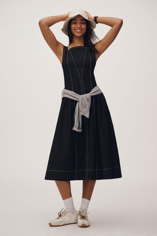 Vestido J.Crew Handkerchief Midi - Negro Mujer