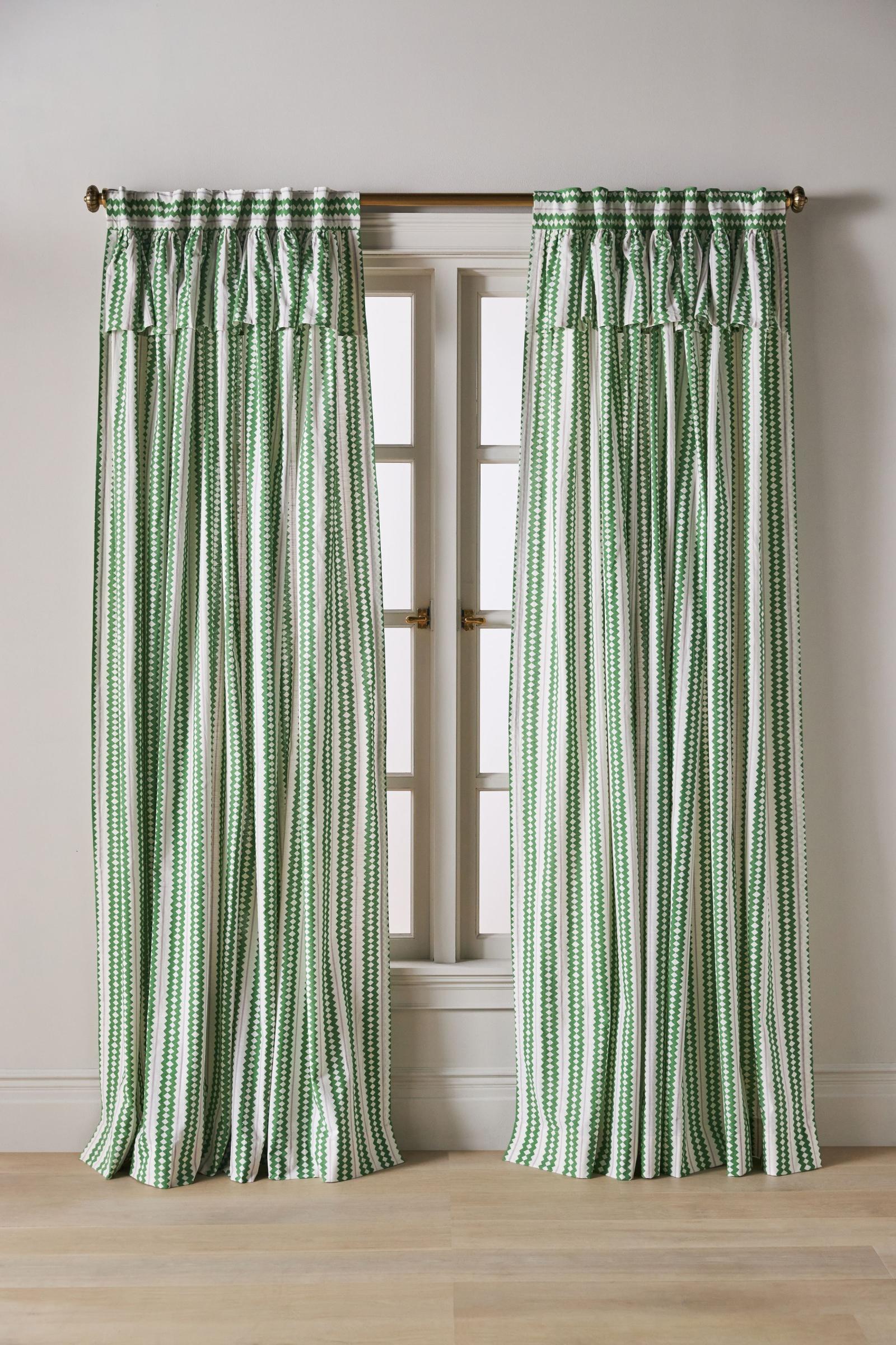 Cotton Printed Stripe Valence Curtain | Anthropologie Japan
