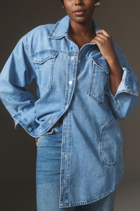 The Tillie Relaxed Denim Shacket by Pilcro | Anthropologie