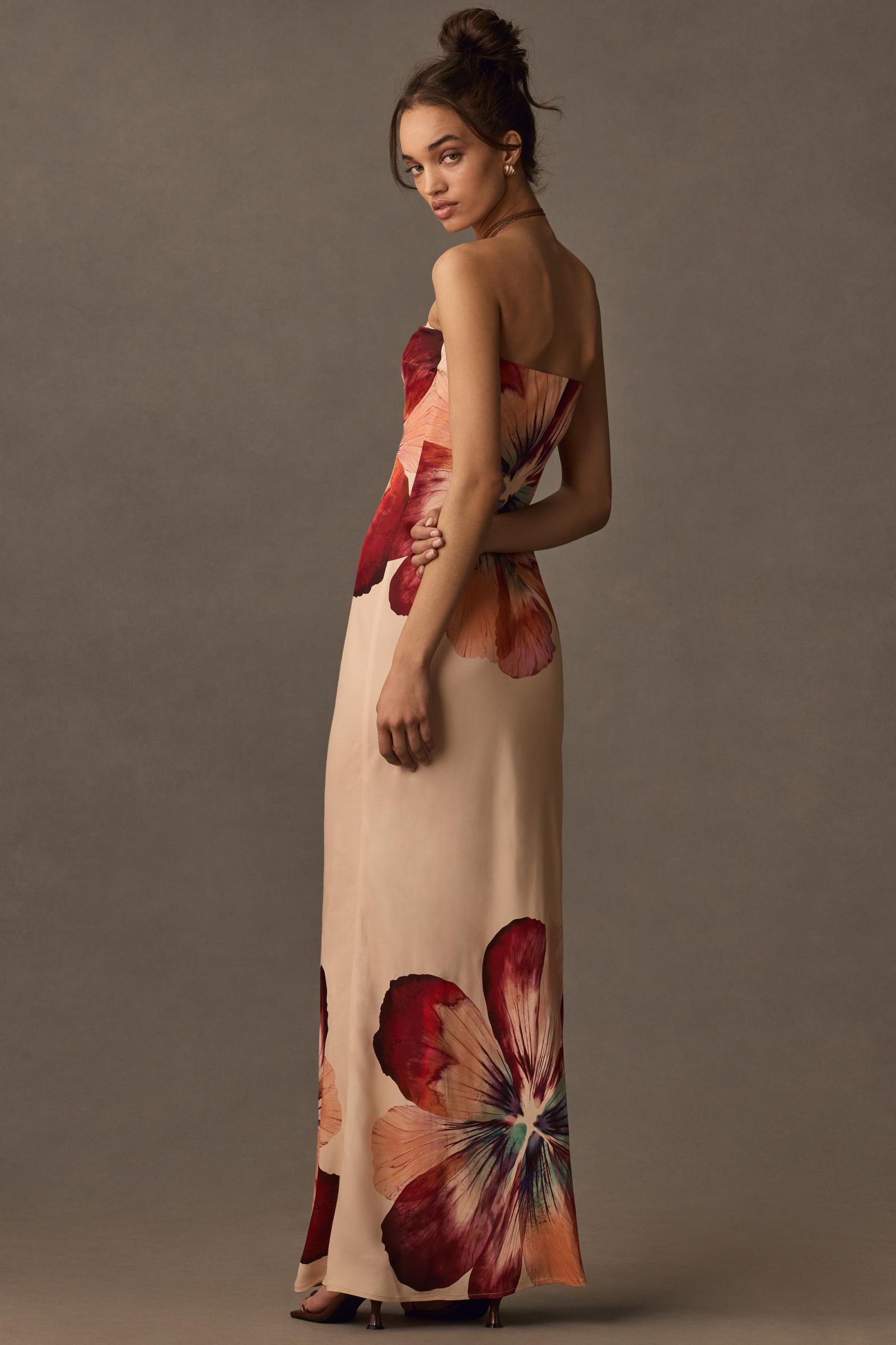 THE FLEUR Strapless Satin Maxi Slip Dress Anthropologie Japan Women