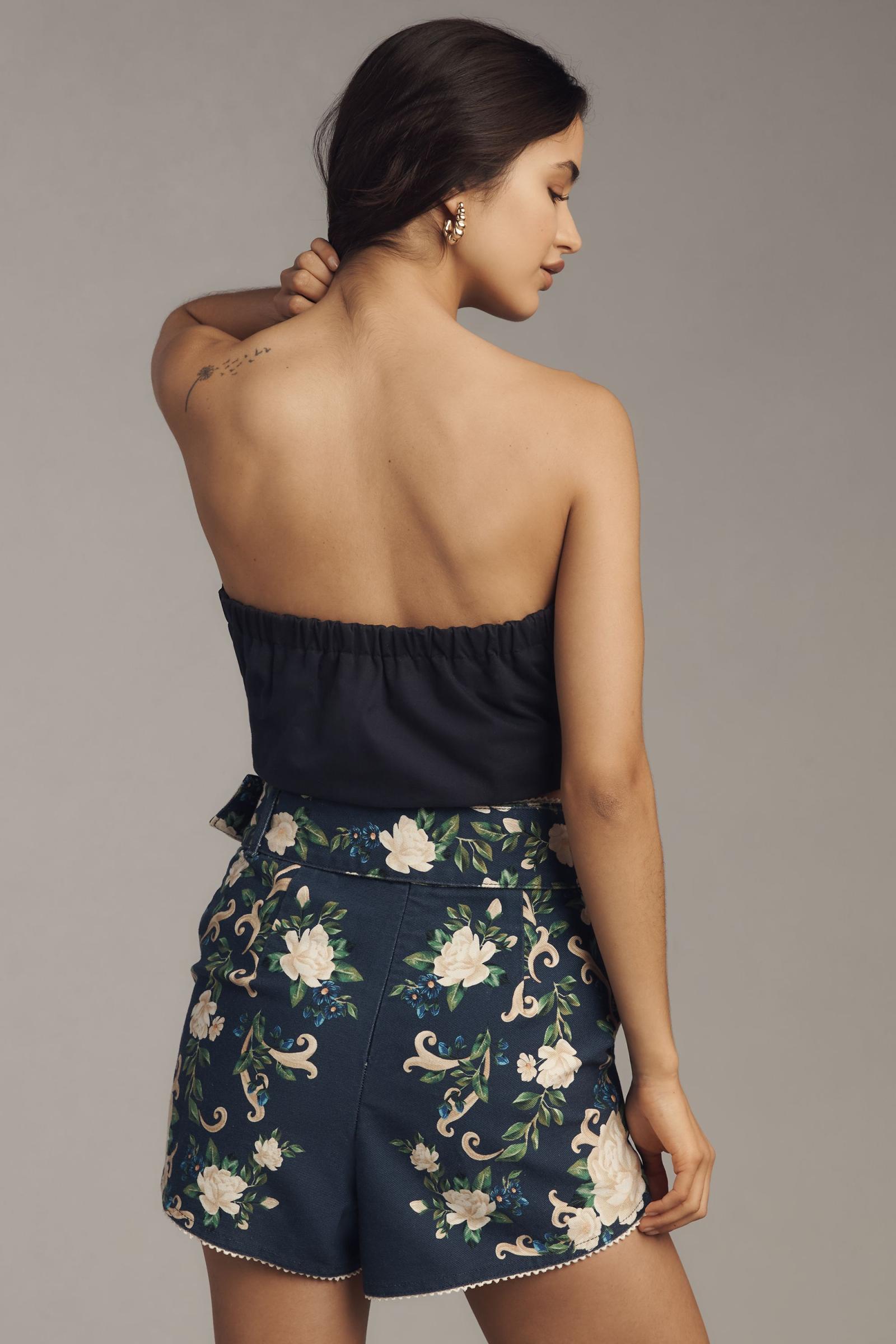 Anthropologie ファームリオ フローラルタペストリーショーツ Farm Rio Floral Tapestry Belted Shorts | Anthropologie