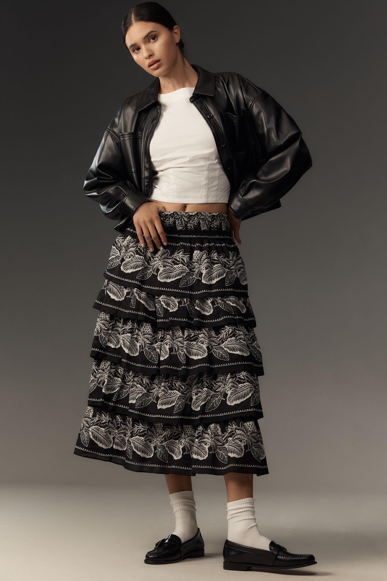 【Anthropologie】Banjanan・リリー・ティアードミディスカート Banjanan Lily Tiered Midi Skirt | Anthropologie Korea