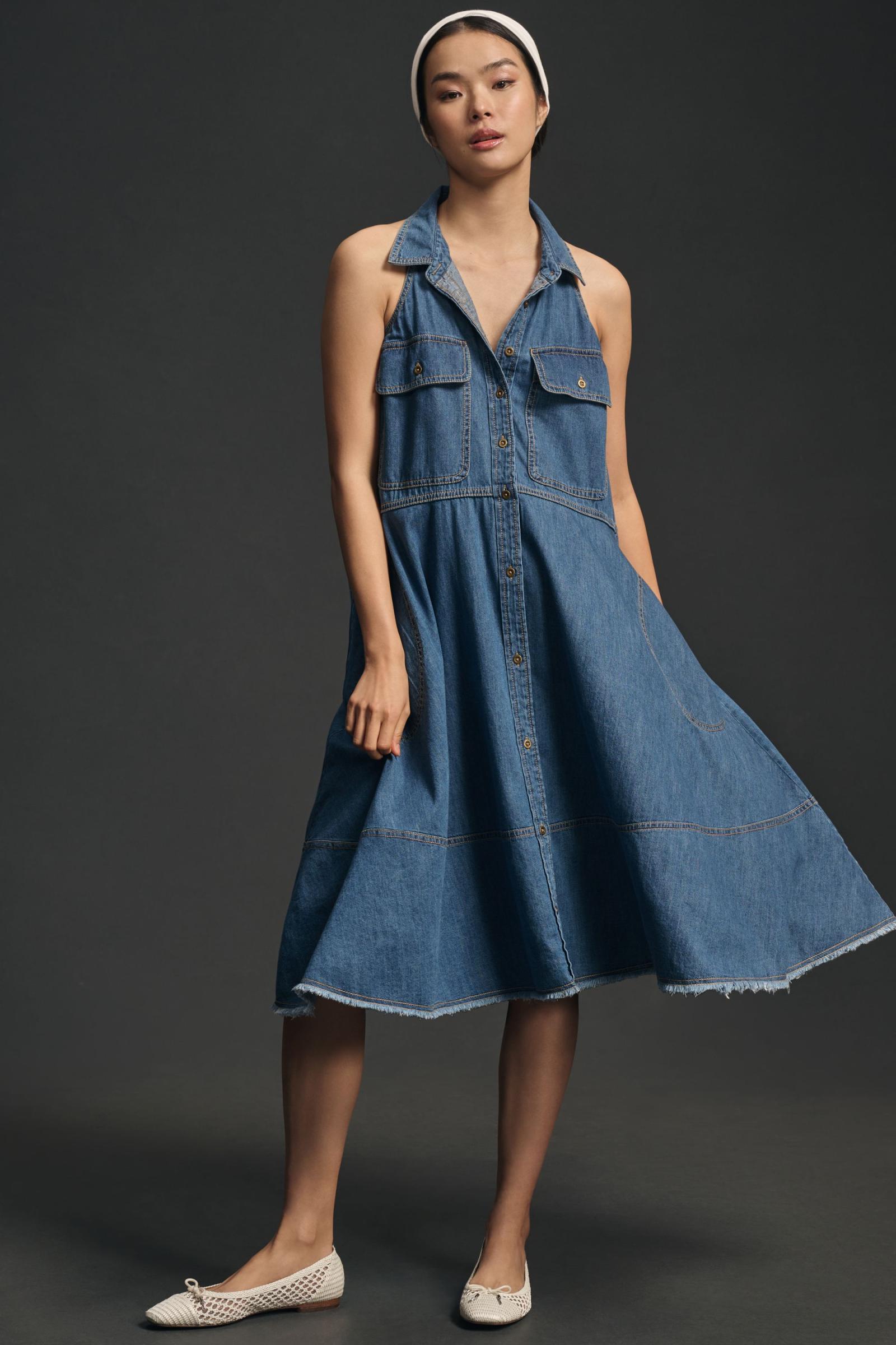 Pilcro Sleeveless Halter Swing Midi Dress | Anthropologie