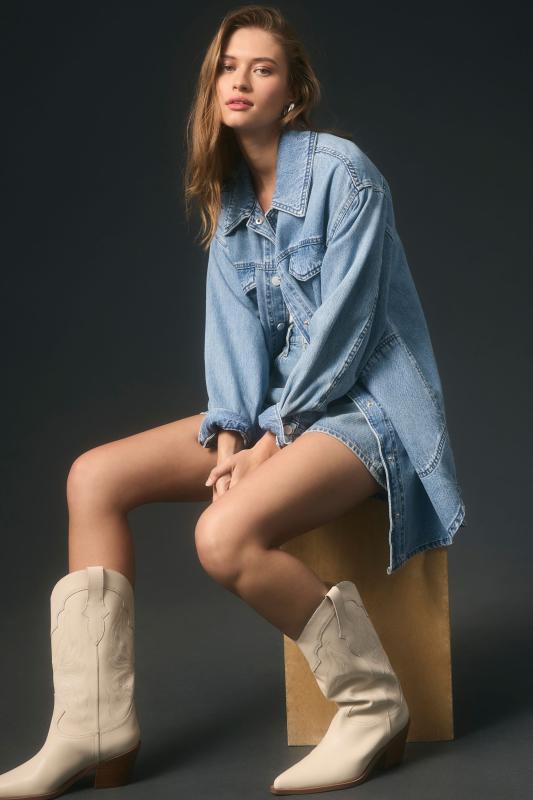 The Tillie Relaxed Denim Shacket by Pilcro | Anthropologie