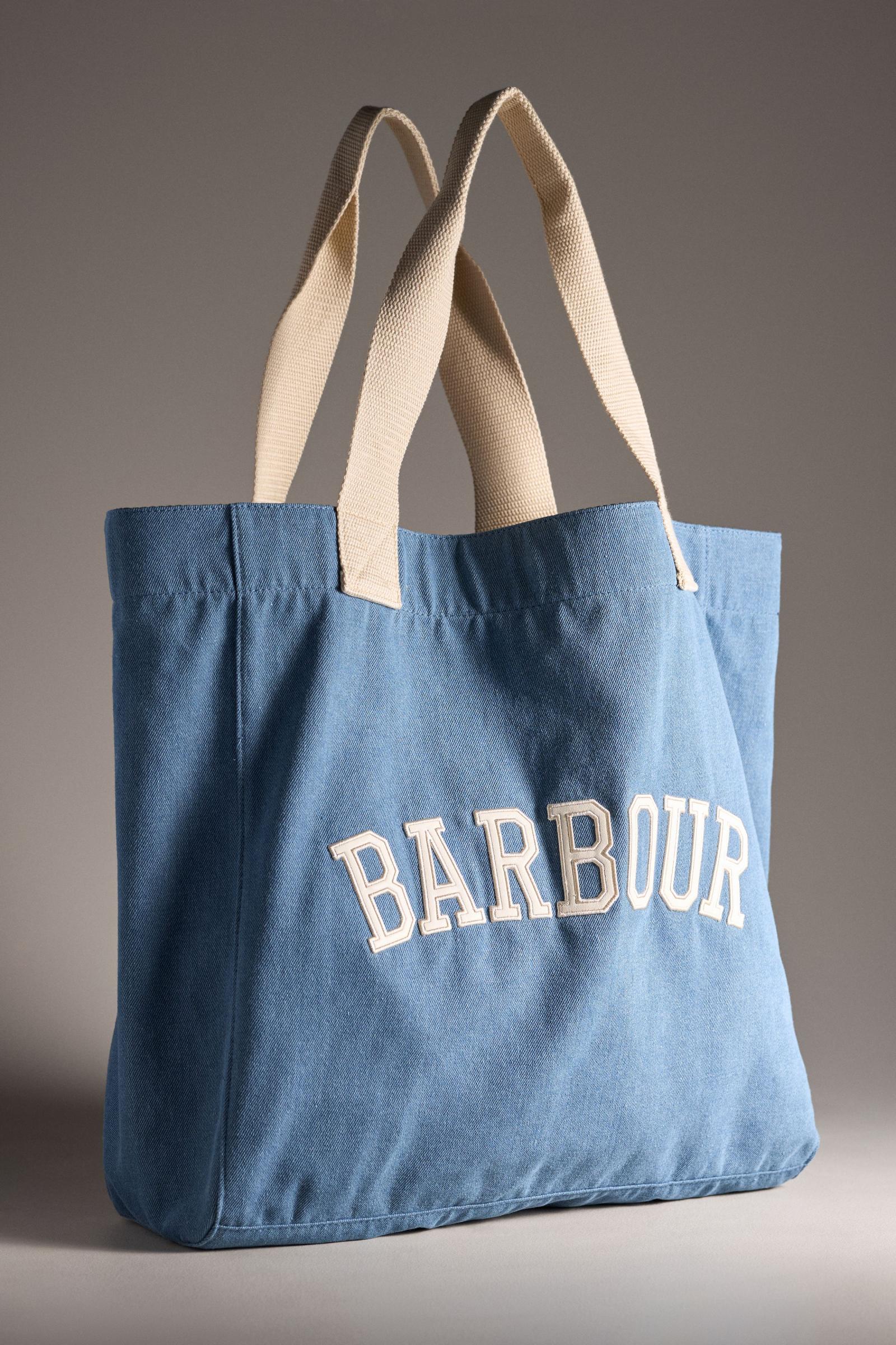 関税込 Barbour Emily トートバッグ デニム Barbour エミリー バーシティ・デニム・トート | Anthropologie