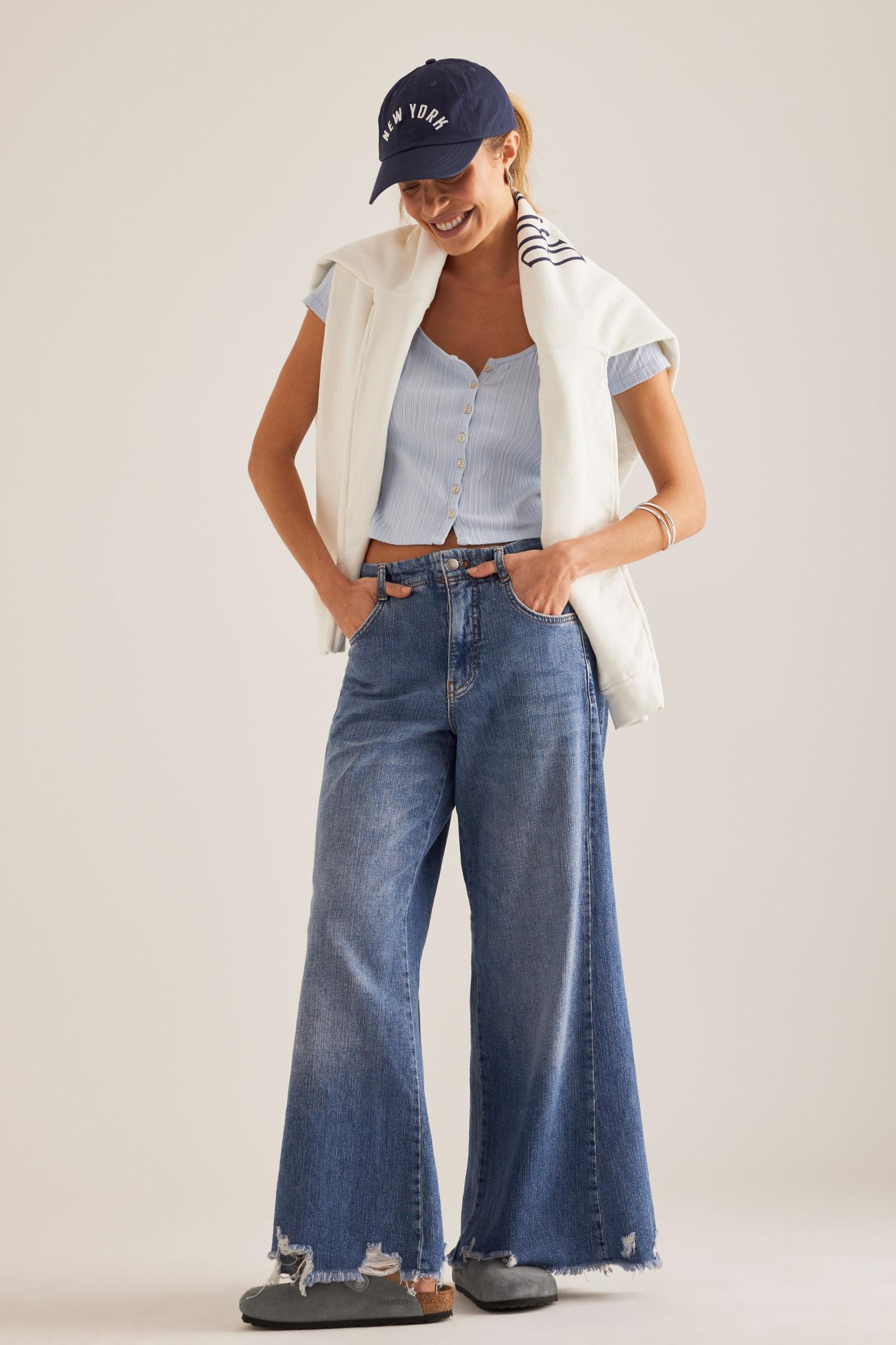 The Adi Regenerative Cotton Mid-Rise Frayed Relaxed Flare