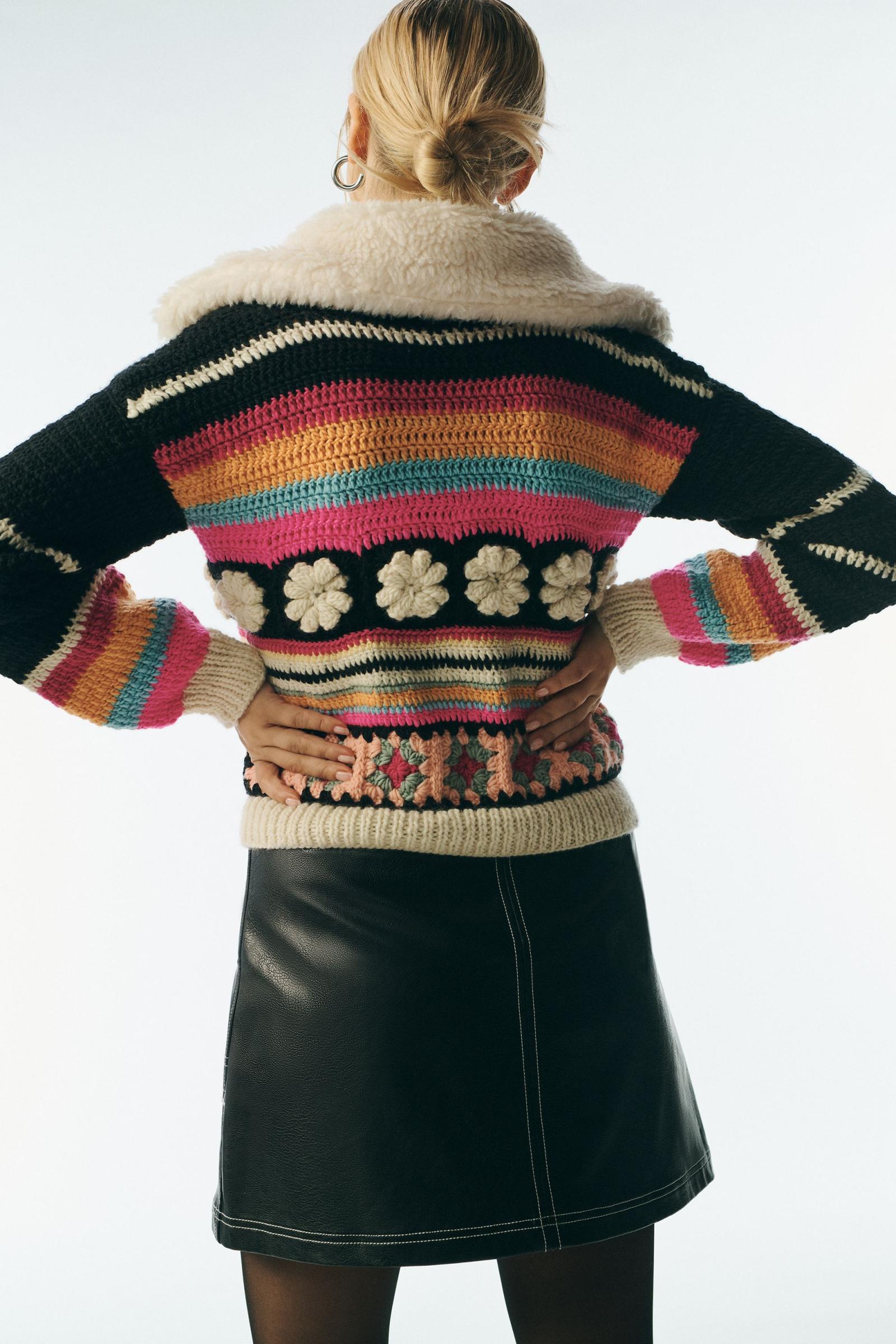 Tach QuarterZip Crochet Sweater Anthropologie Mexico Women's