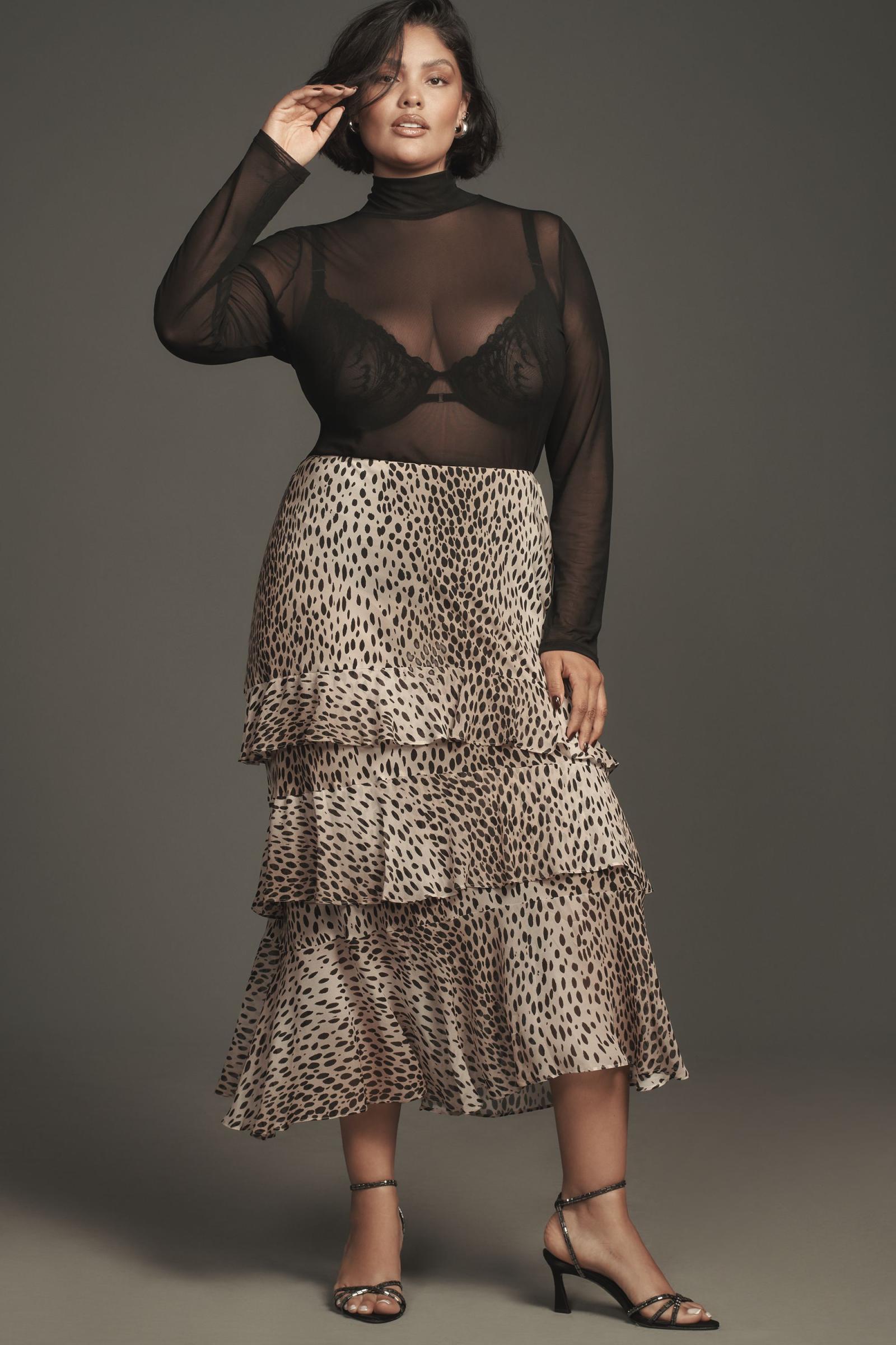【Anthropologie】RIXO レオパードプレスリーシルクスカート RIXO Leopard Preslee Silk Ruffled Midi Skirt | Anthropologie