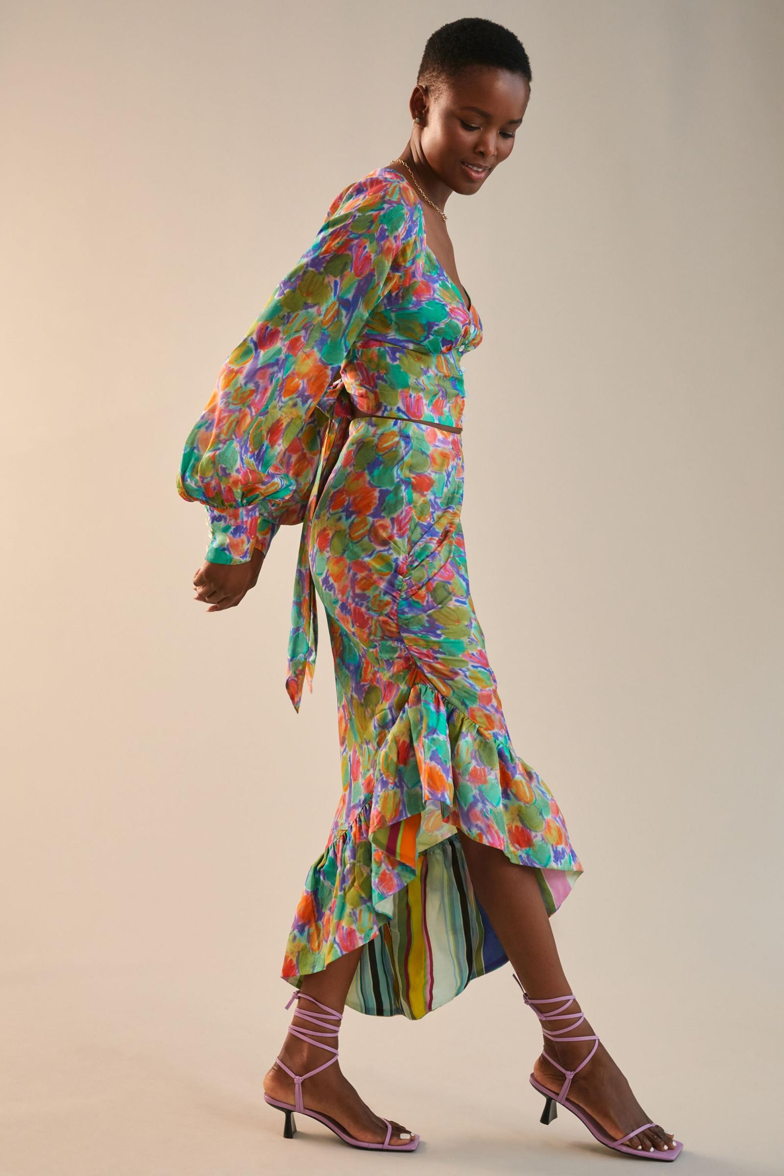 Hope For Flowers アシンメトリー スリム フローラル ミディ スカート Hope For Flowers アシンメトリー スリム フローラル ミディ スカート