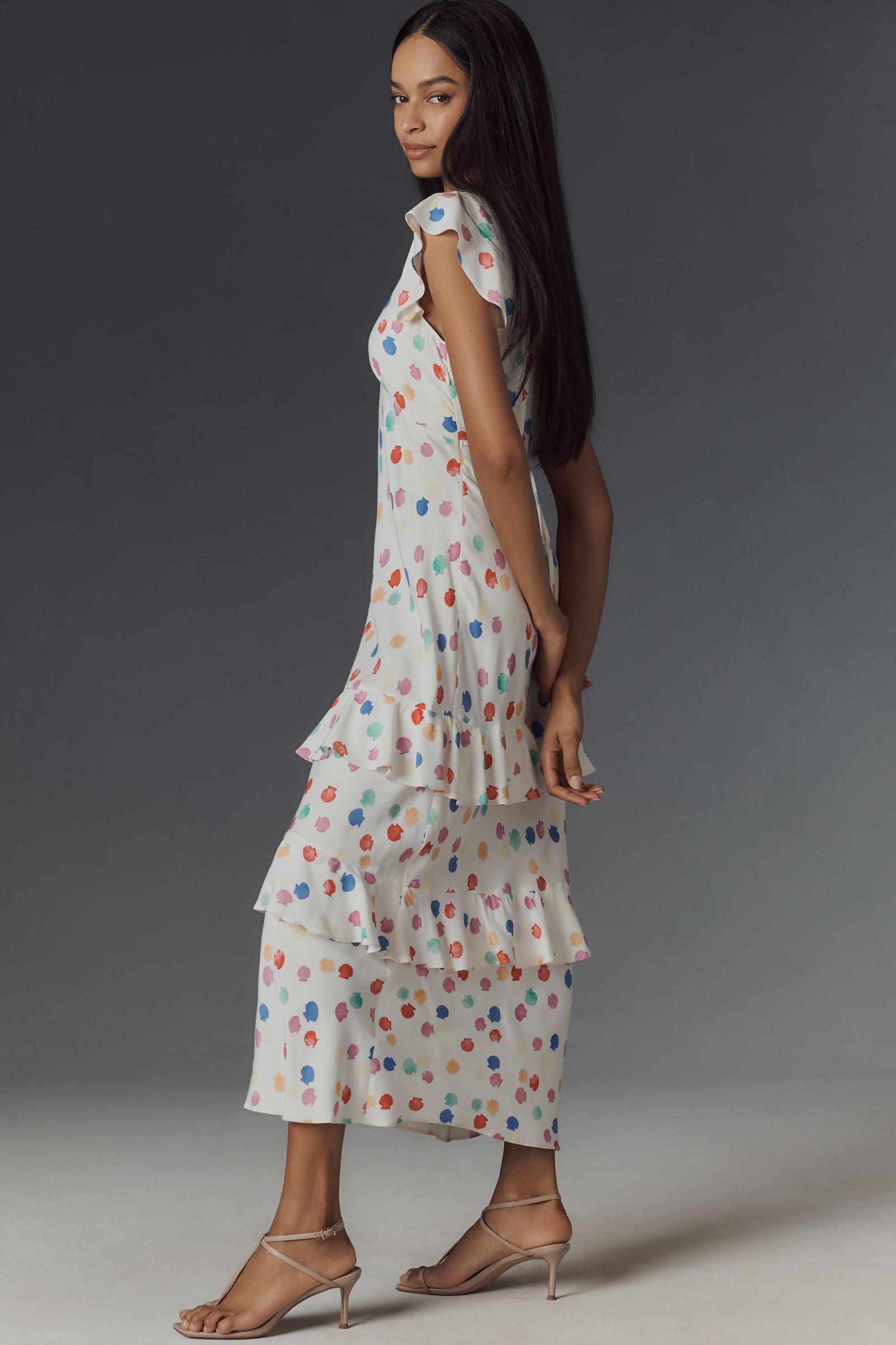 RIXO サテン マキシドレス RIXO ミーナ サテンラッフルマキシドレス | Anthropologie ホーム
