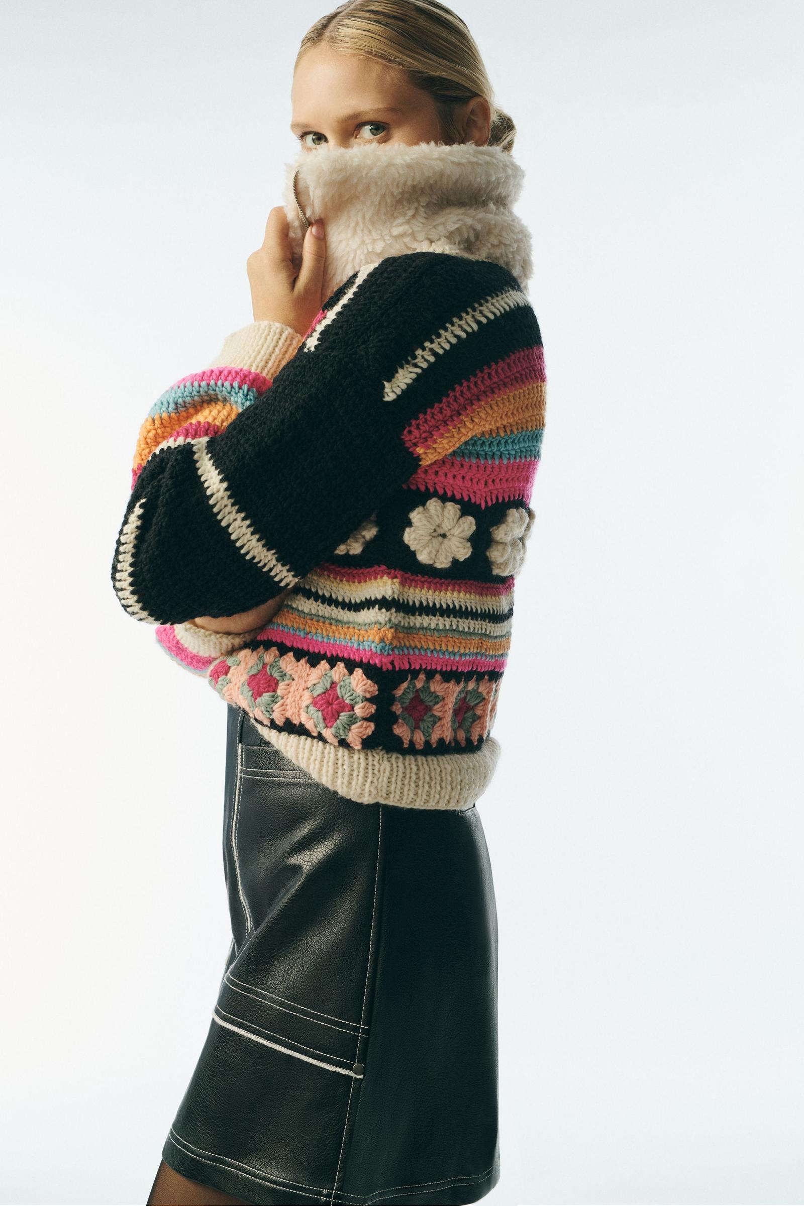 Tach QuarterZip Crochet Sweater Anthropologie Mexico Women's